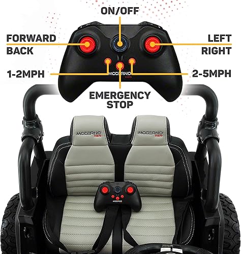 Miniatura 6 de 2024 - Auto infantil de dos (2) plazas con control remoto, batería grande de 24 V con licencia para conducir 3 velocidades, asiento de cuero, música