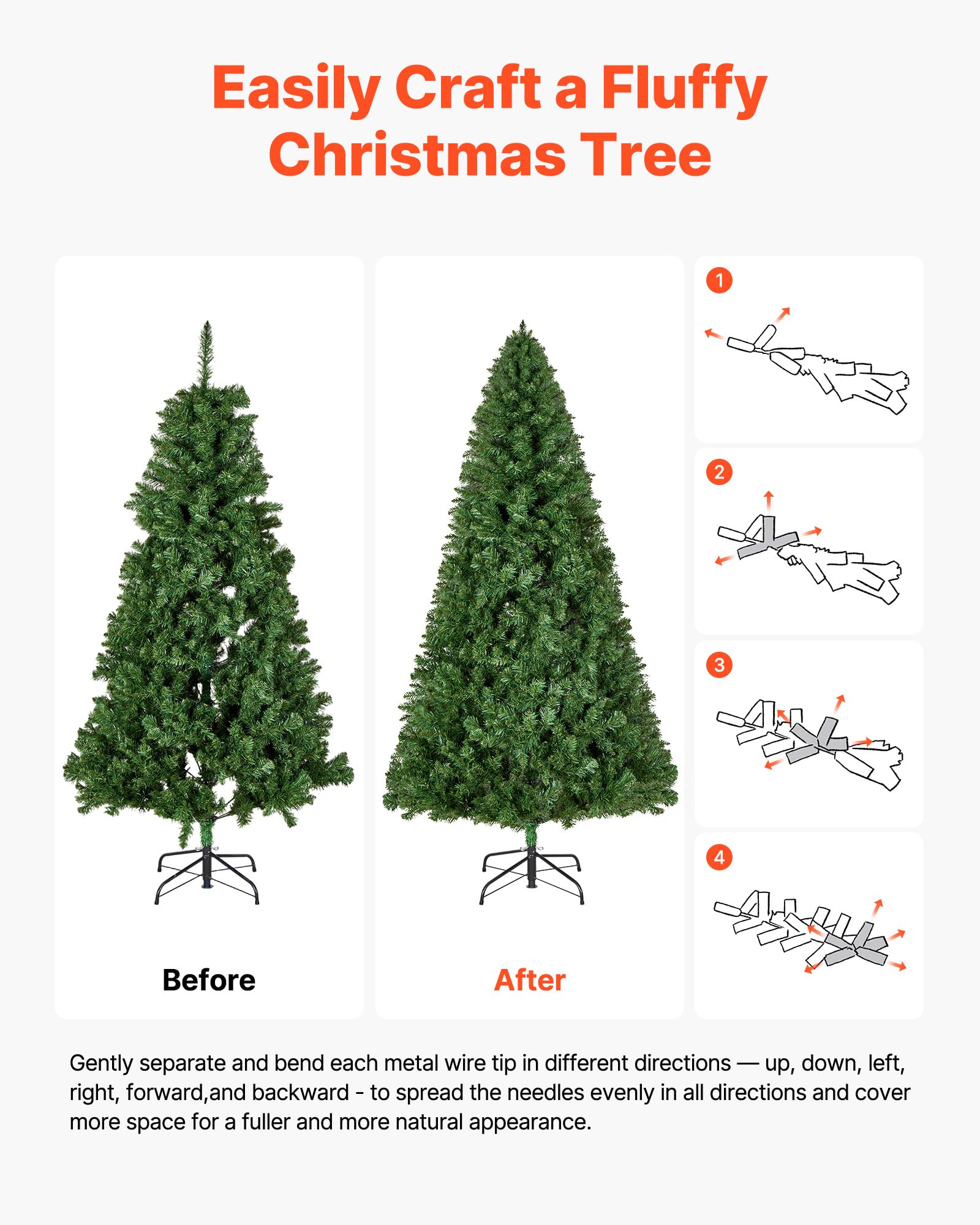 VEVOR Sapin de Noël Artificiel 180 cm, Arbre Artificiel de Noël Décoration Intérieur avec 1250 Branches PVC, Base en Métal, Arbre Décoratif pour Salon, Chambre, Centre Commercial, Parc, Bureau, Vert