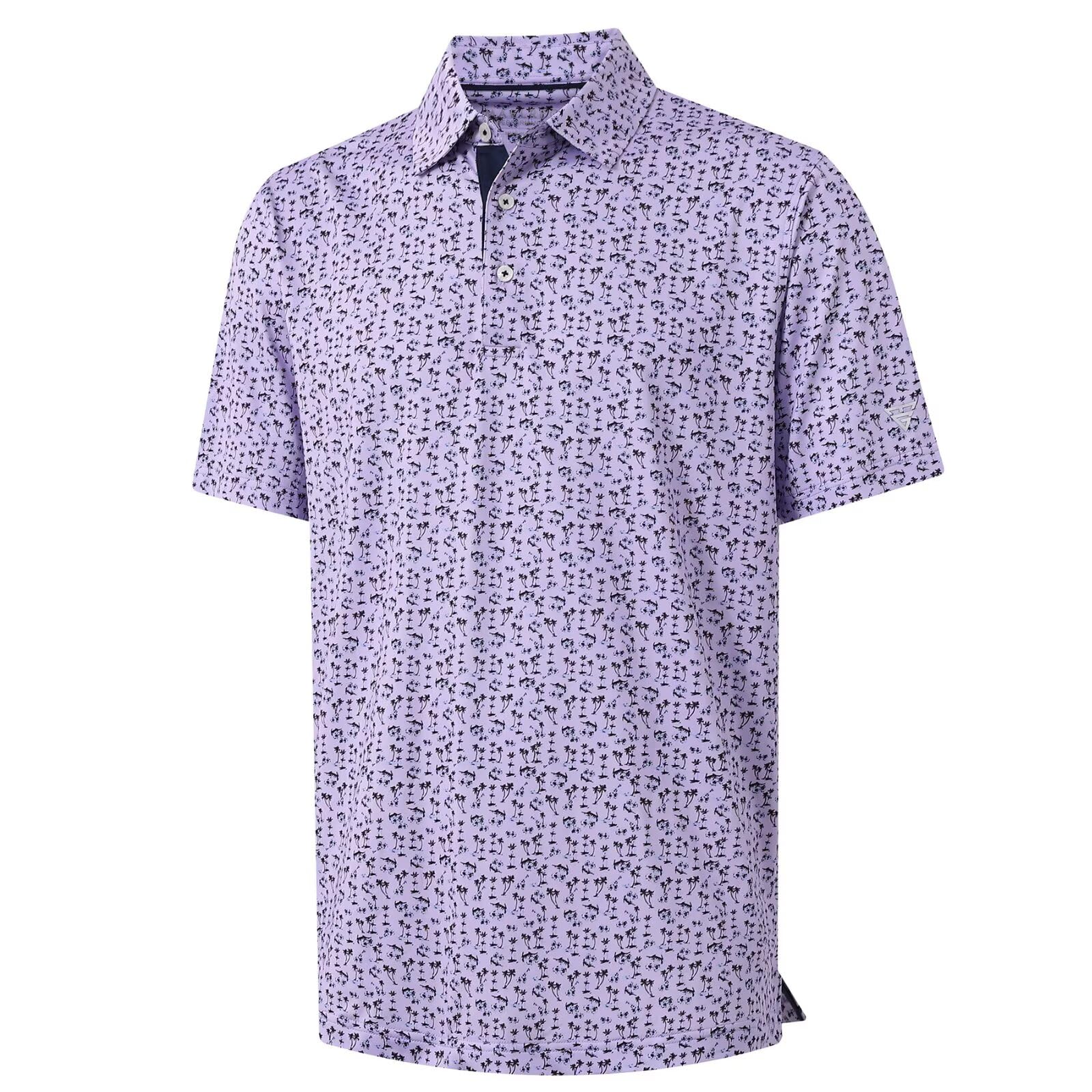 M MAELREG Mens Golf Shirt Short Sleeve Dry Fit Print Moisture Wicking Performance Patterns Collared Polo Shirt — view 26