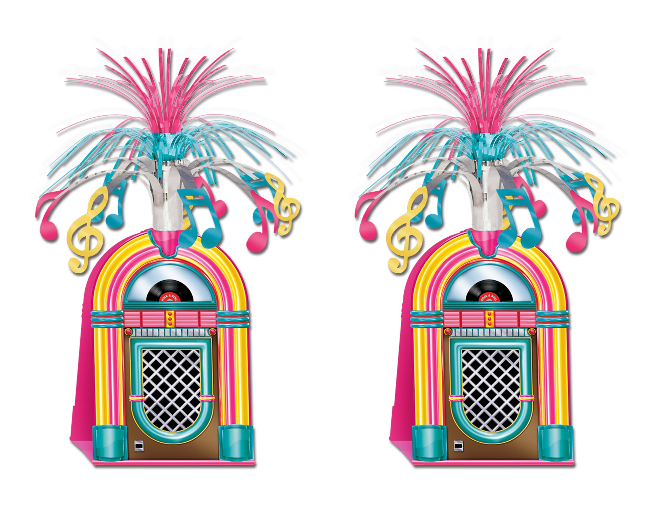 Beistle S57765AZ2, 2 Piece Jukebox Centerpieces, 15''