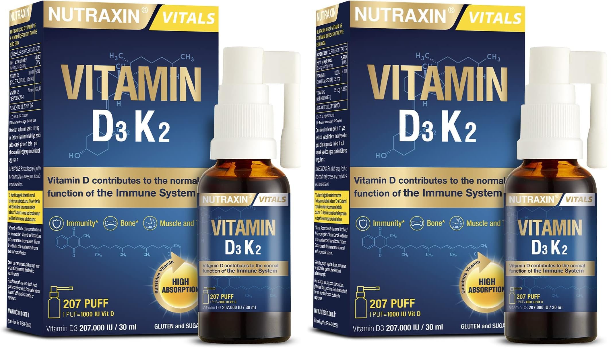 Nutraxin D3K2 Vitamin 30 Ml (2 paketi)