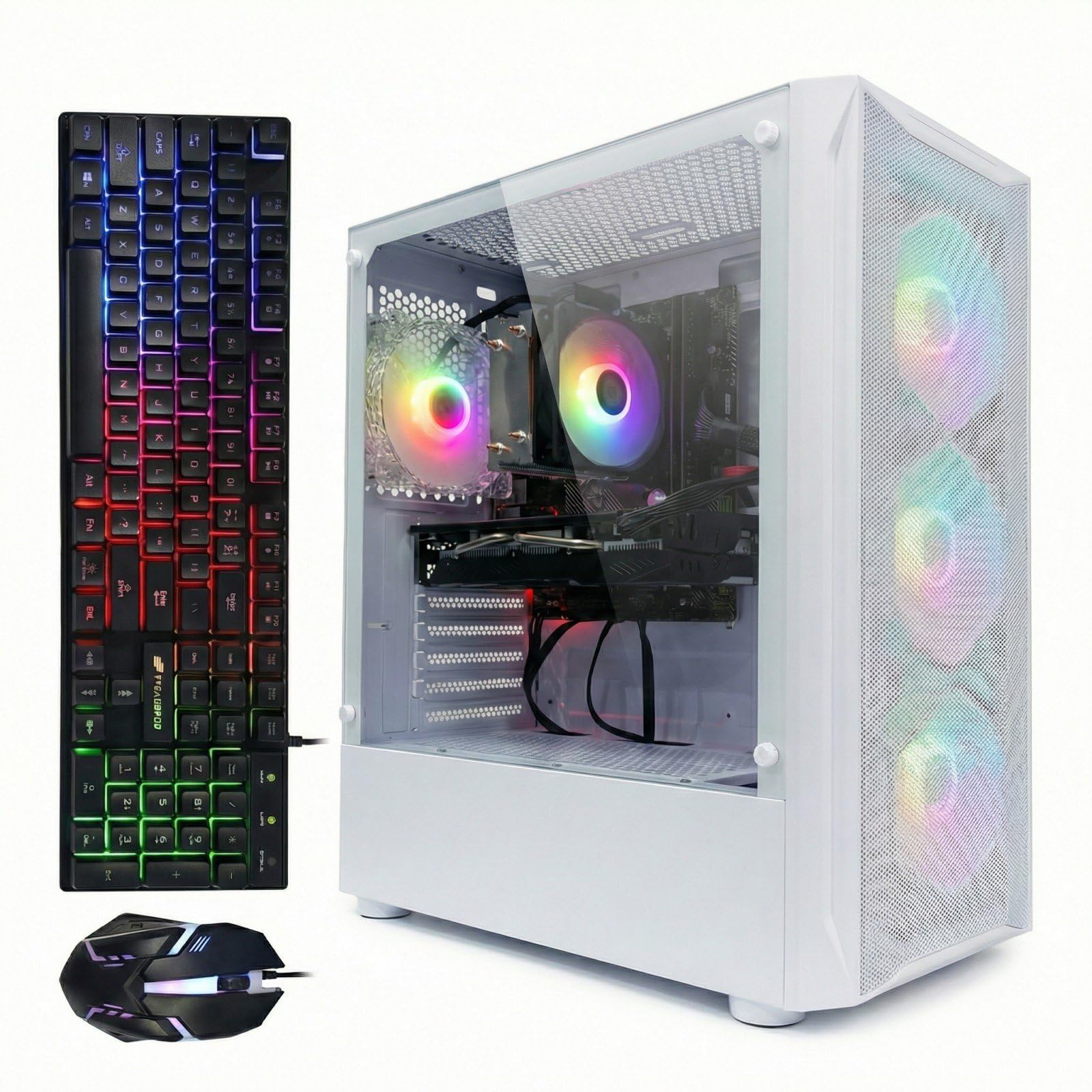 STGAubron Gaming Desktop PC, Intel Core i7 3.4G up to 3.9G, 32G RAM, 1T SSD, Radeon RX 5700 8G GDDR6, WiFi 6, BT 5.0, RGB Fan x 4, Windows 11 Home