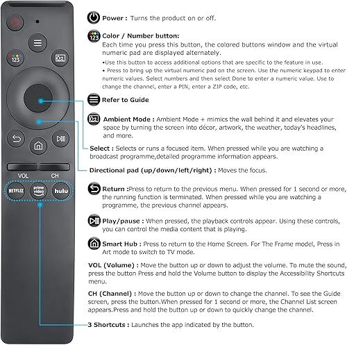 Miniatura 5 de Paquete de 2 unidades de control remoto de repuesto para Samsung-Smart-TV, compatible con todos los televisores inteligentes Samsung LED QLED UHD