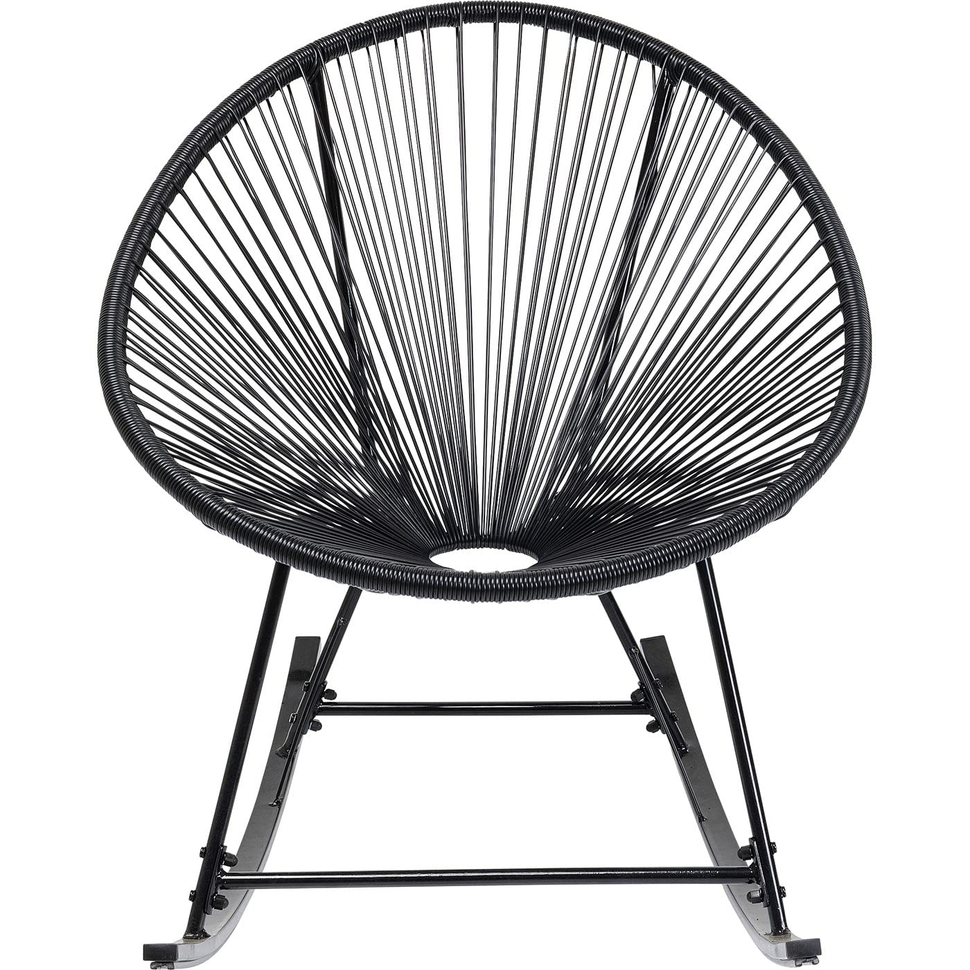 Kare Design Schaukelstuhl Acapulco Mono, Schwarz, Indoor und Outdoor Stuhl im Retro-Design, Schaukelsessel, Gartenstuhl für Balkon, Garten, Terrasse, Schwarzes Stahlgestell, 85x73x95 cm (HxBxT)