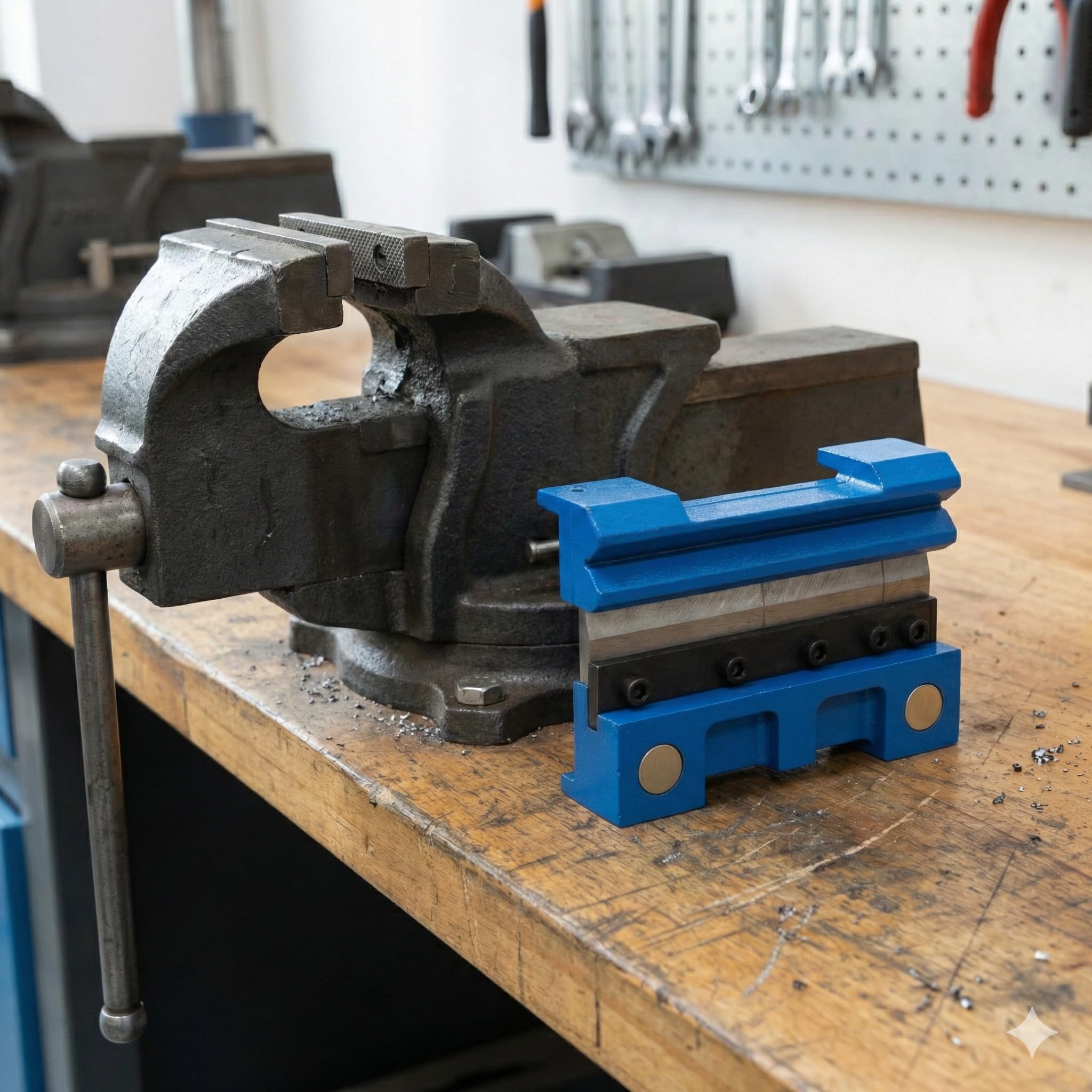 KATSU Tools 150 mm Schraubstockhalterung, Metall-Bremsbiegebefestigung, Biegekapazität 14Ga/2 mm Baustahl und 3 mm Aluminium, Modell 165160