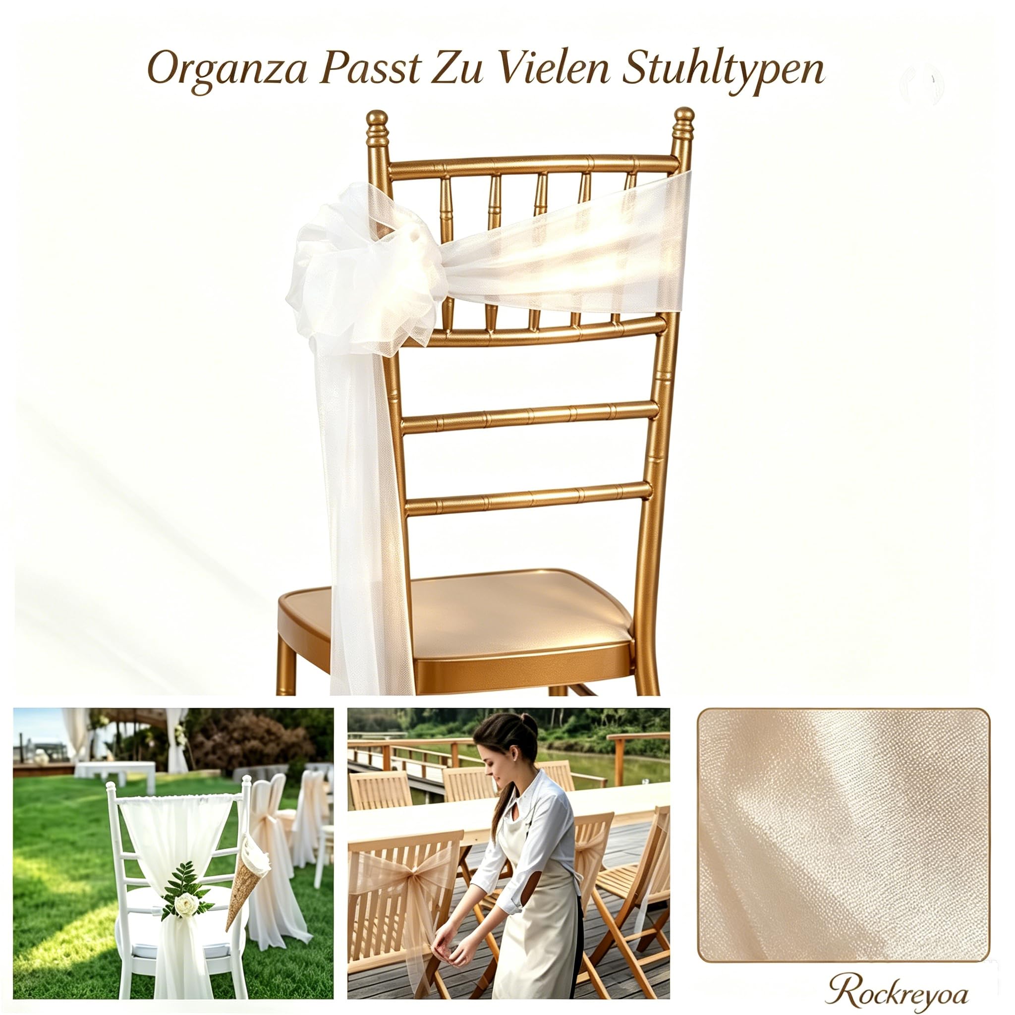Organza kokardy na krzesła, kokardy na krzesła, na wesele, bankiet, ceremonie, urodziny, imprezy, dekoracja, oliwkowa zieleń, 50 sztuk