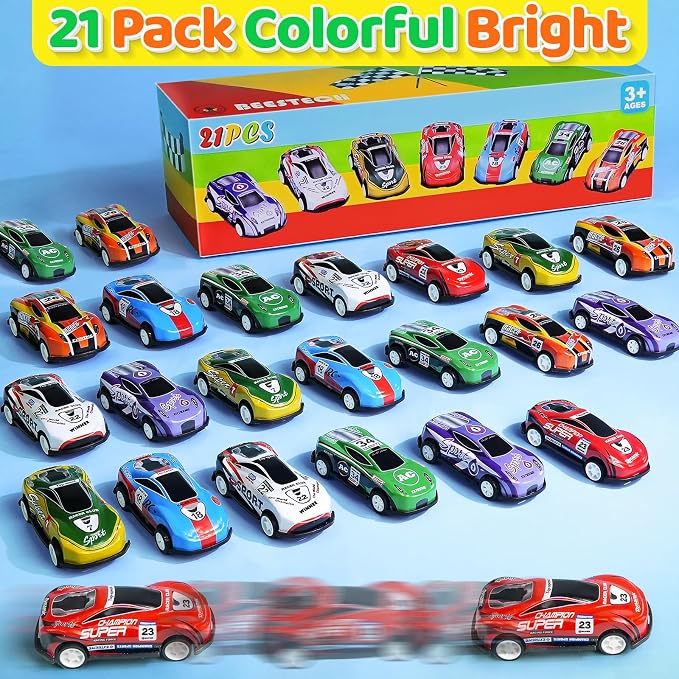 21 autos de juguete Pull Back en paquete miniatura 6
