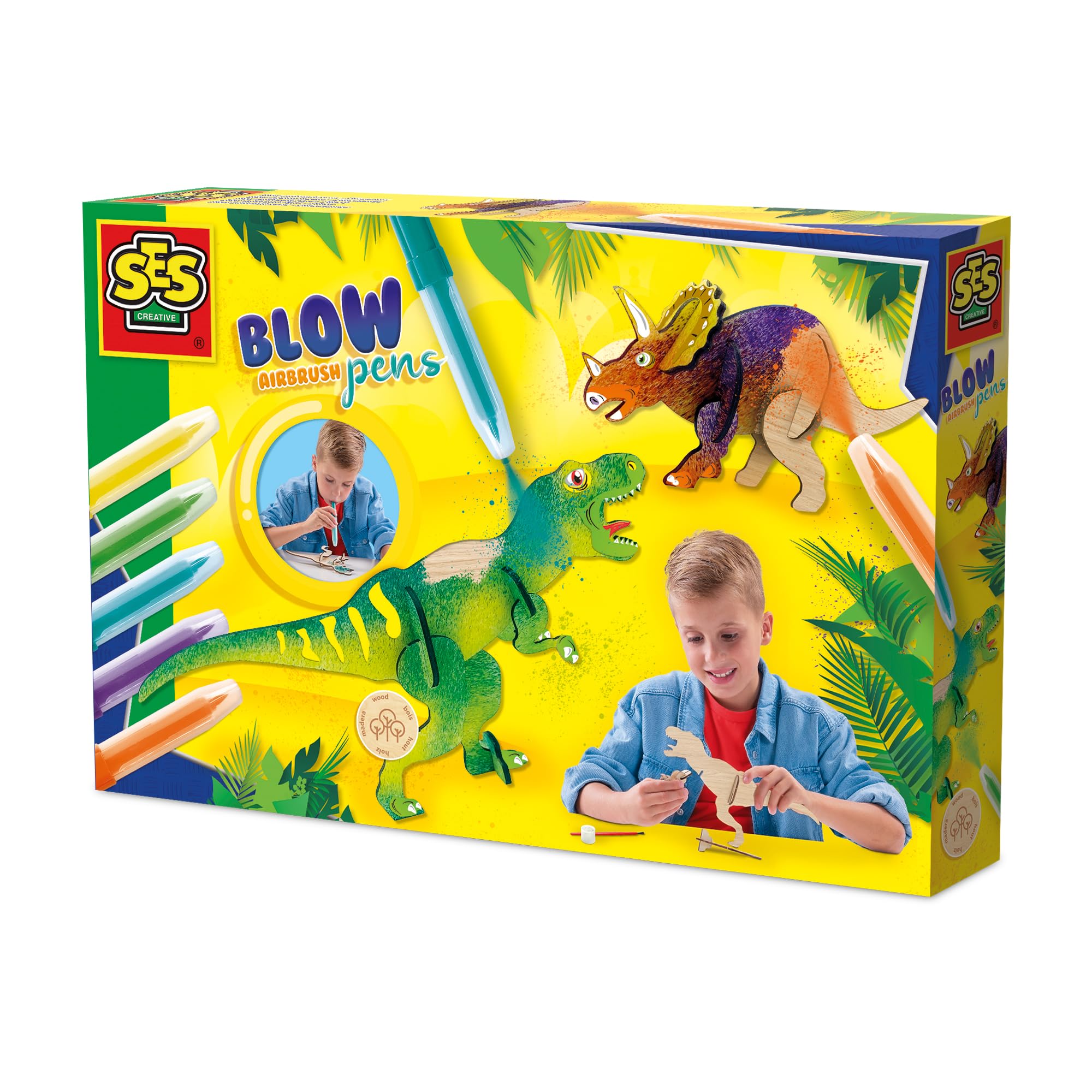 Ses Creative Blow Airbrush Pens Dinosaur Set 20X30x4cm