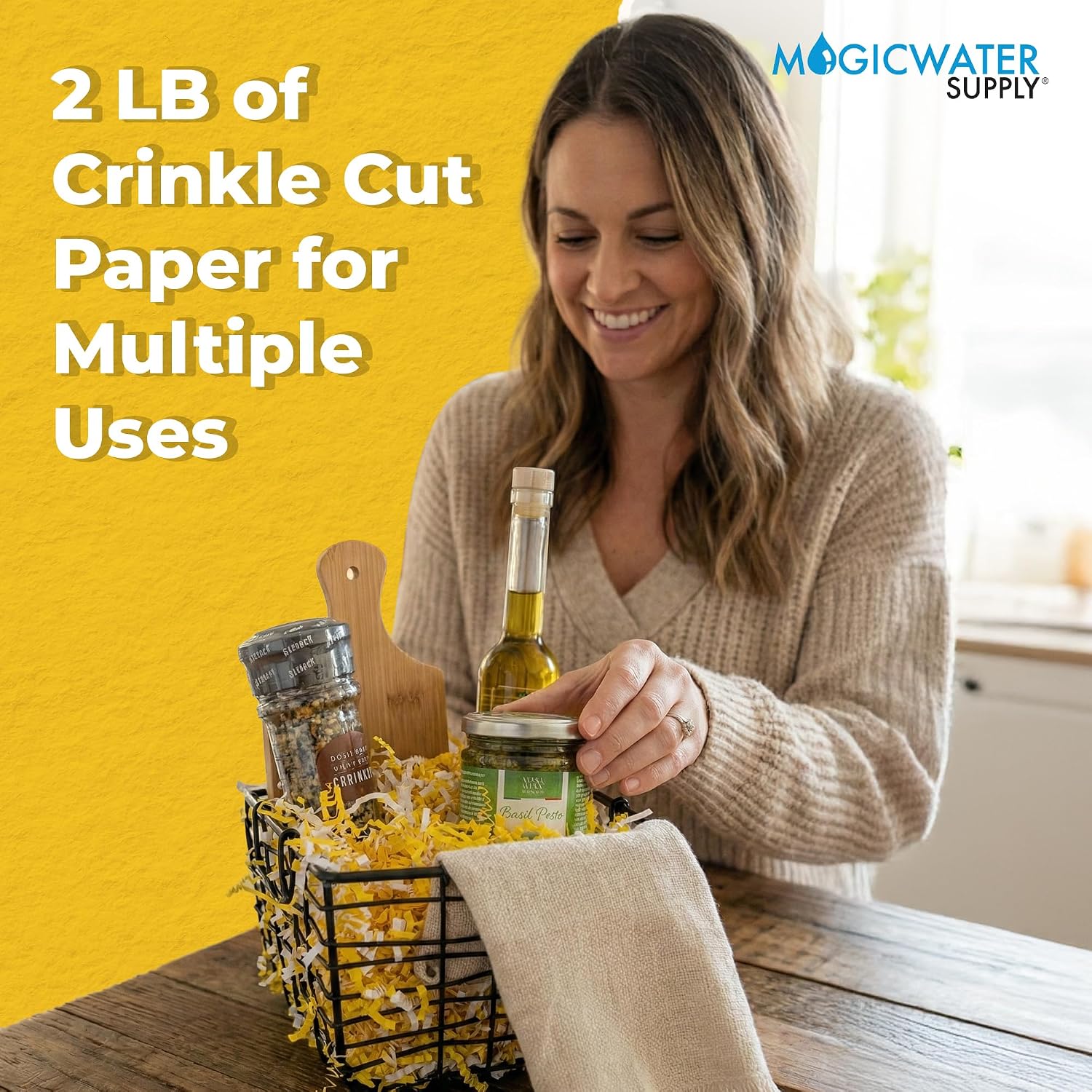 MagicWater Supply Scented Crinkle Cut Paper Filler - 2 LB - Sun Tan Lotion