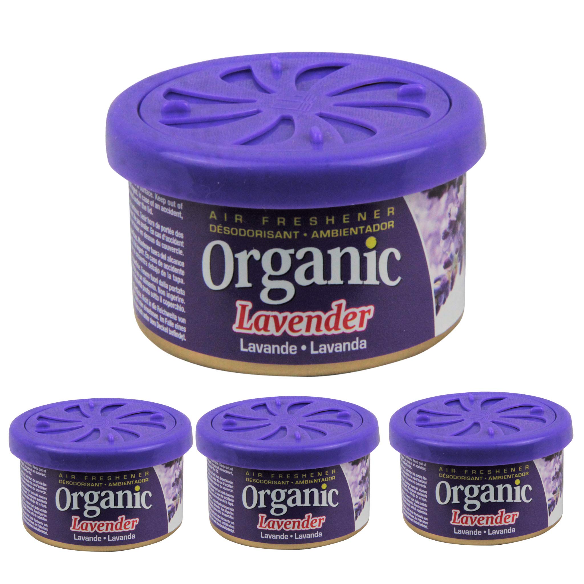 Air Freshener Organic Lavender Scent Fragrance Fiber Can Provides a Long-Lasting Scent for Auto or Home by L&D - 4 Pack (Lavender)