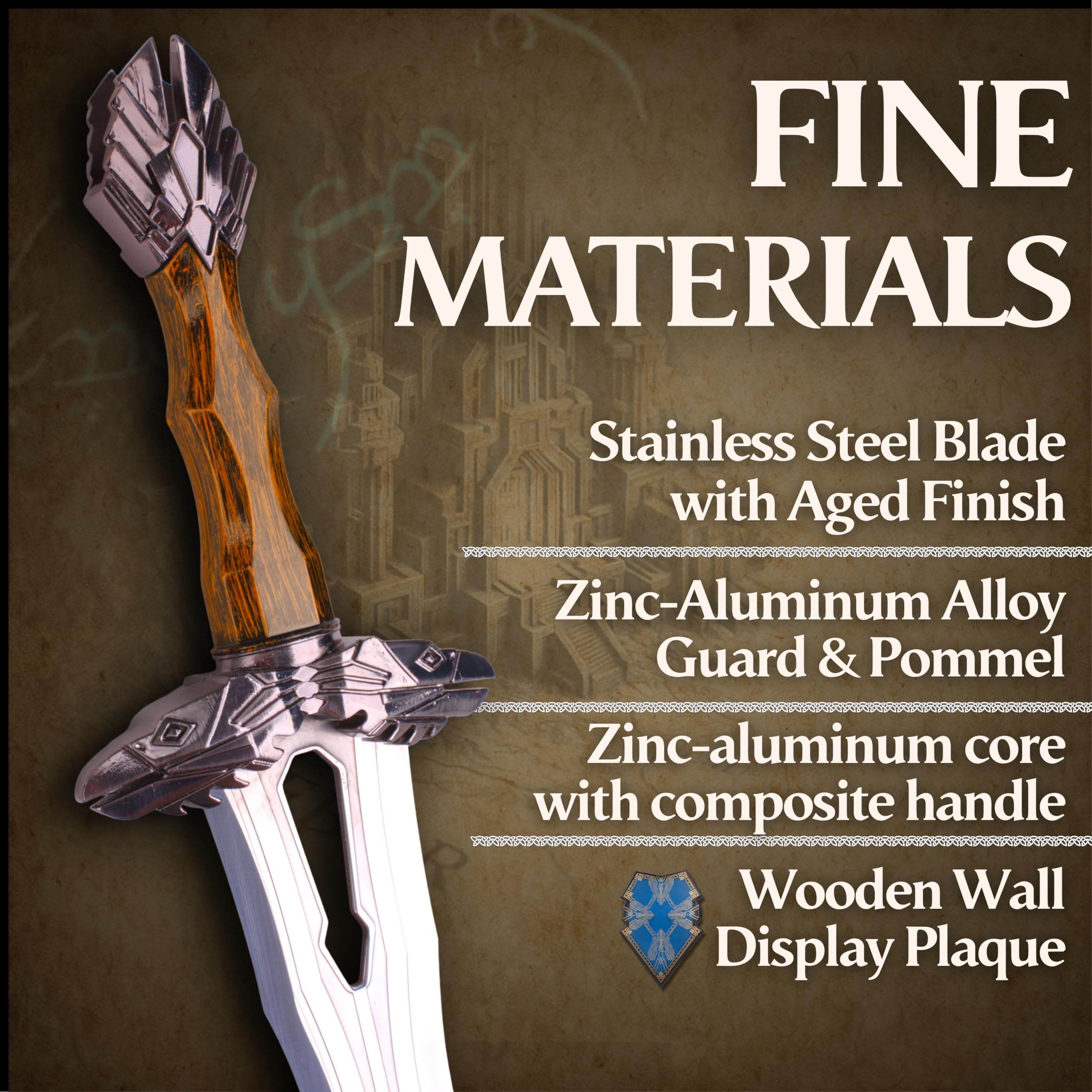 Schwert Echt Metall inspiriert von LOTR The Rings of Power Sting Legolas Oakenshield Orcrist Thorin Glamdring Herugrim Boromir Angmar Ringwraith Gimli (Thorin Oakenshield Regal Sword JT6055)