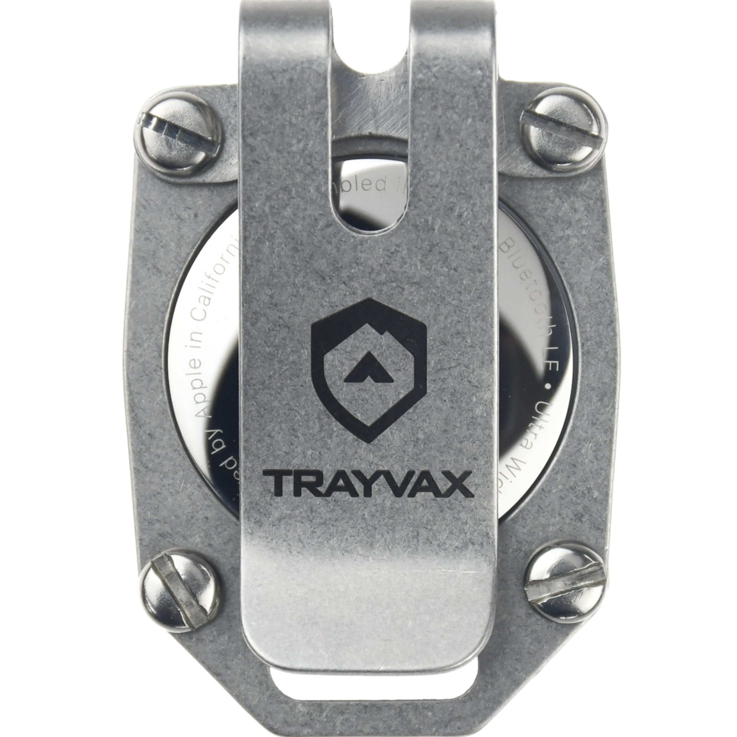 Trayvax Tracer Apple Airtag Keychain, Stainless Steel Air Tag Holder Key Chain with Pocket Clip, and Lanyard Hole, Silver