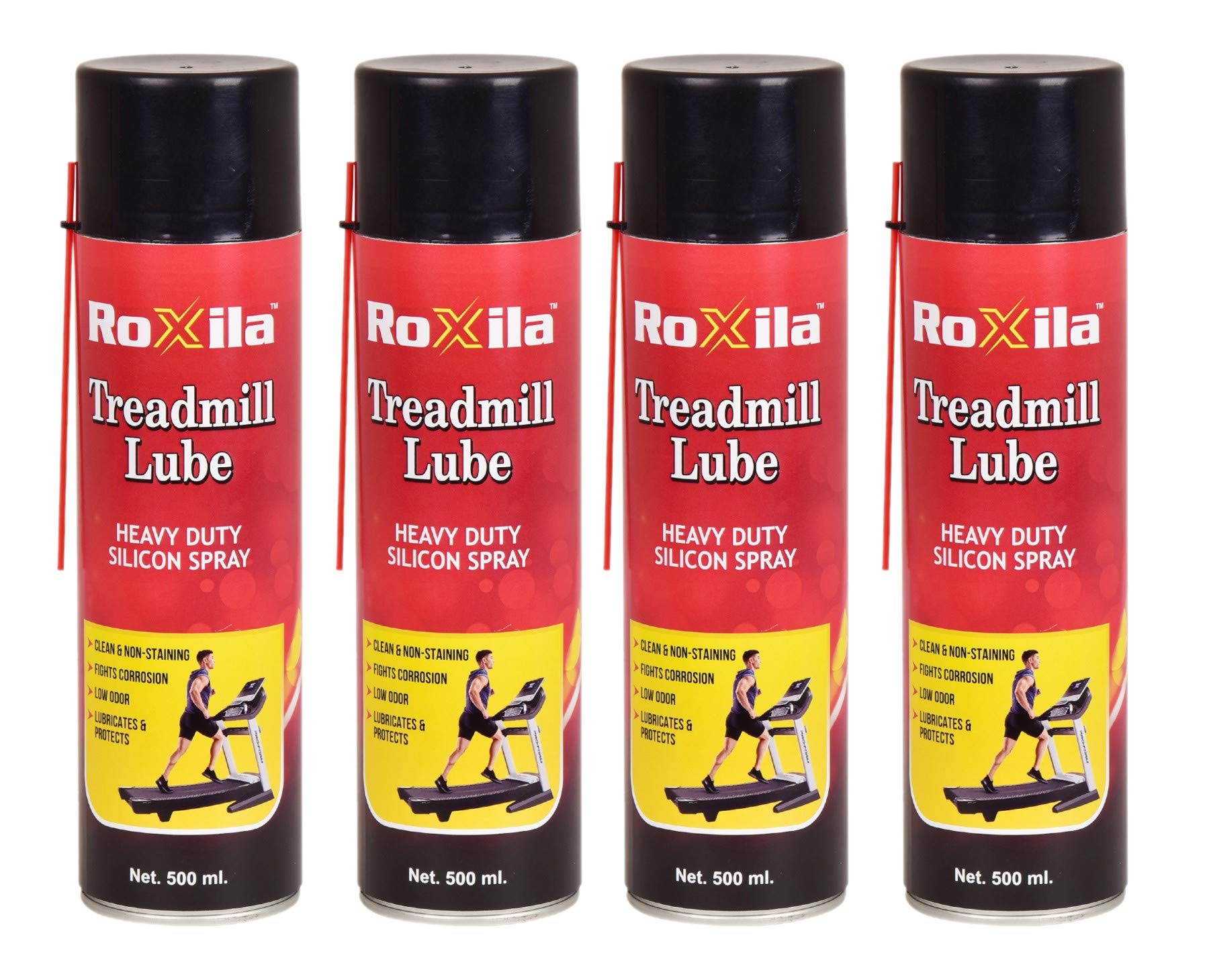 Pure Silicone Treadmill Lubricant Spray 500ml Each | Heavy Duty Belt Lubricant | High Viscosity Silicone Oil | Reduces Noise & Friction | Extends Motor & Belt Life | (Pack of 4)