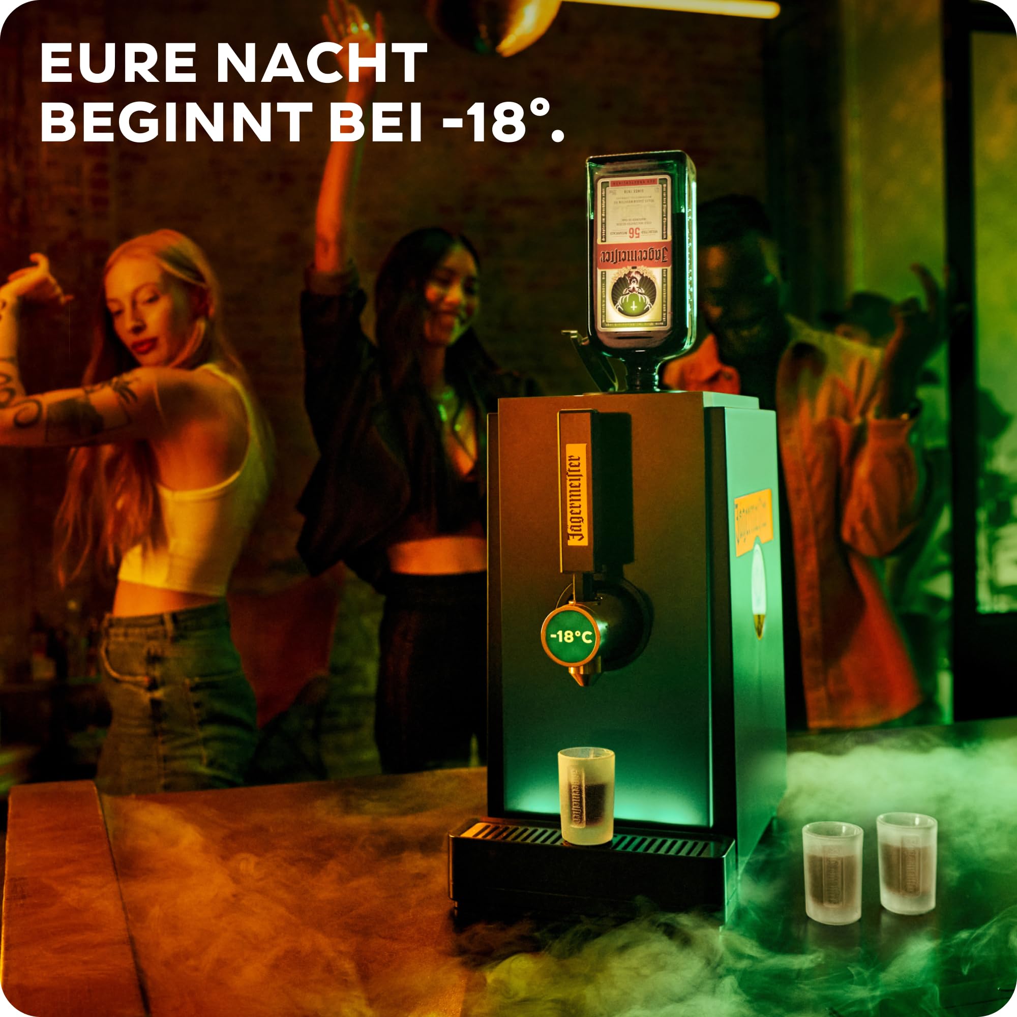 Jägermeister Shot Machine 2.0 – Kräuterlikör bei -18°C zapfen – Meisterhafte Shots servieren – Die Zapfmaschine mit Kühlung passt auf Flaschengrößen 0,35l - 0,5l - 0,7l - 1l – 22,0 x 39,5 x 40,7 cm | Die Zapfmaschine mit Kühlung passt auf Flaschengrößen 0