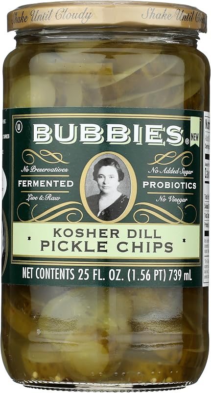 Bubbies Kosher Dill Pickle Chips 25 oz Glass Jar