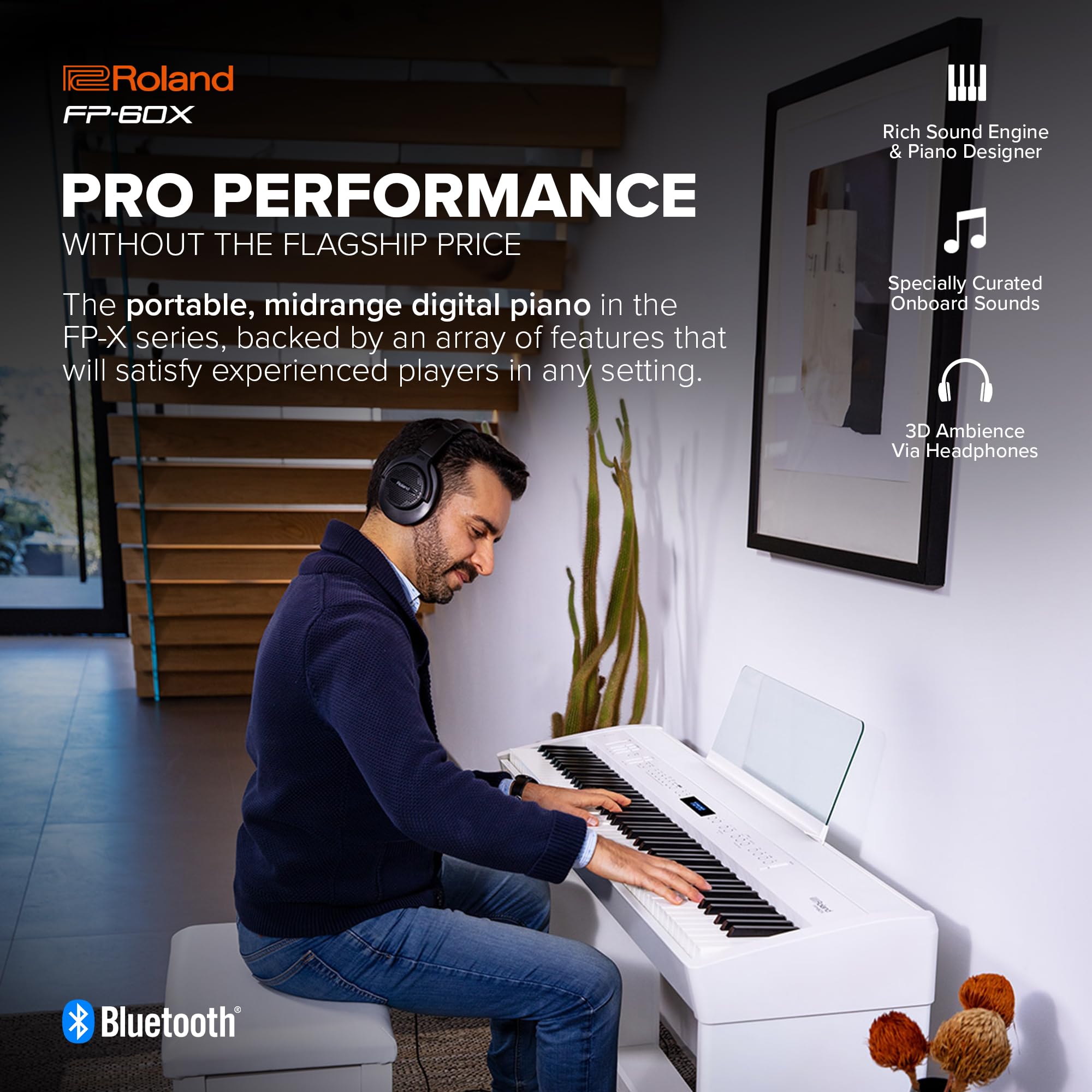 Roland 60 WH (Bluetooth) フルセット Roland FP-60X Digital Piano - White | Sweetwater