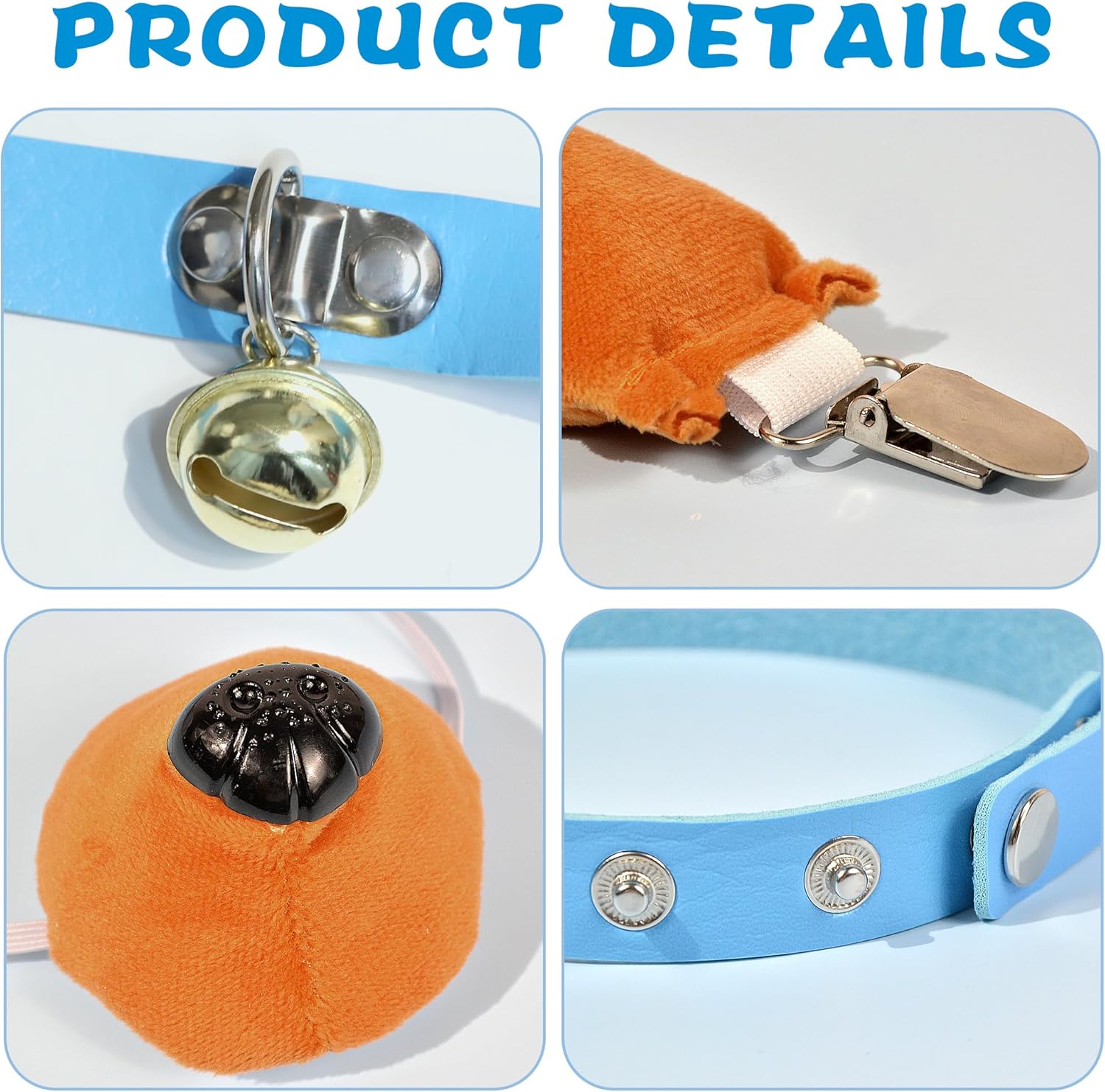 Dog Ears Headband and Tail Nose Blue Collar Set Dog Ears Costume, Brown Puppy Costume Accessories for Women Adult Halloween Animal Cosplay Party Supplies - Image 5