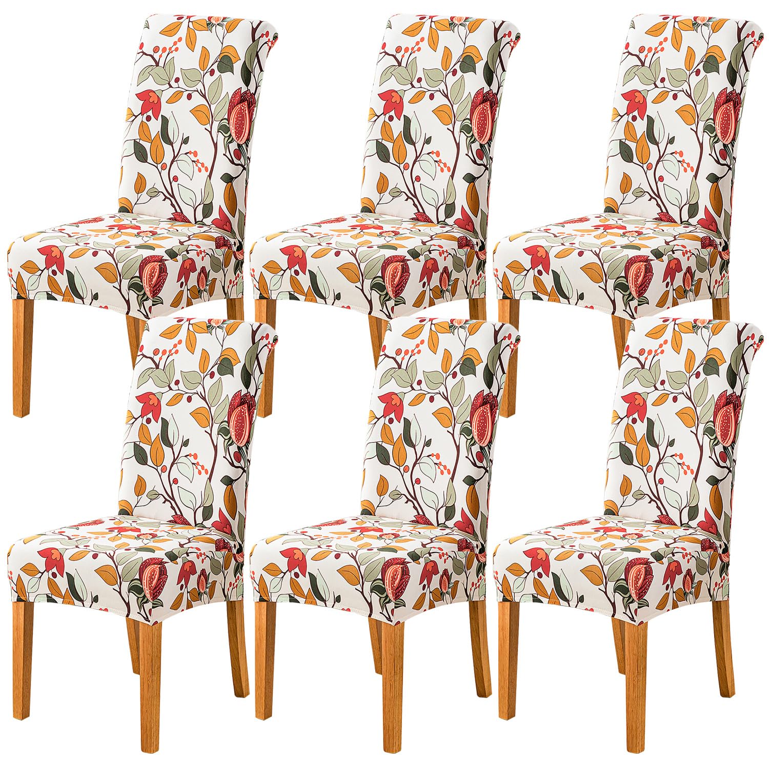 HZDHCLH Chair Covers Slipcovers 4/6 PCs Stretch Removable Washable Short Dining Chair Protector Cover Seat for Hotel,Dining Room,Ceremony (flower buds,6 PCS)