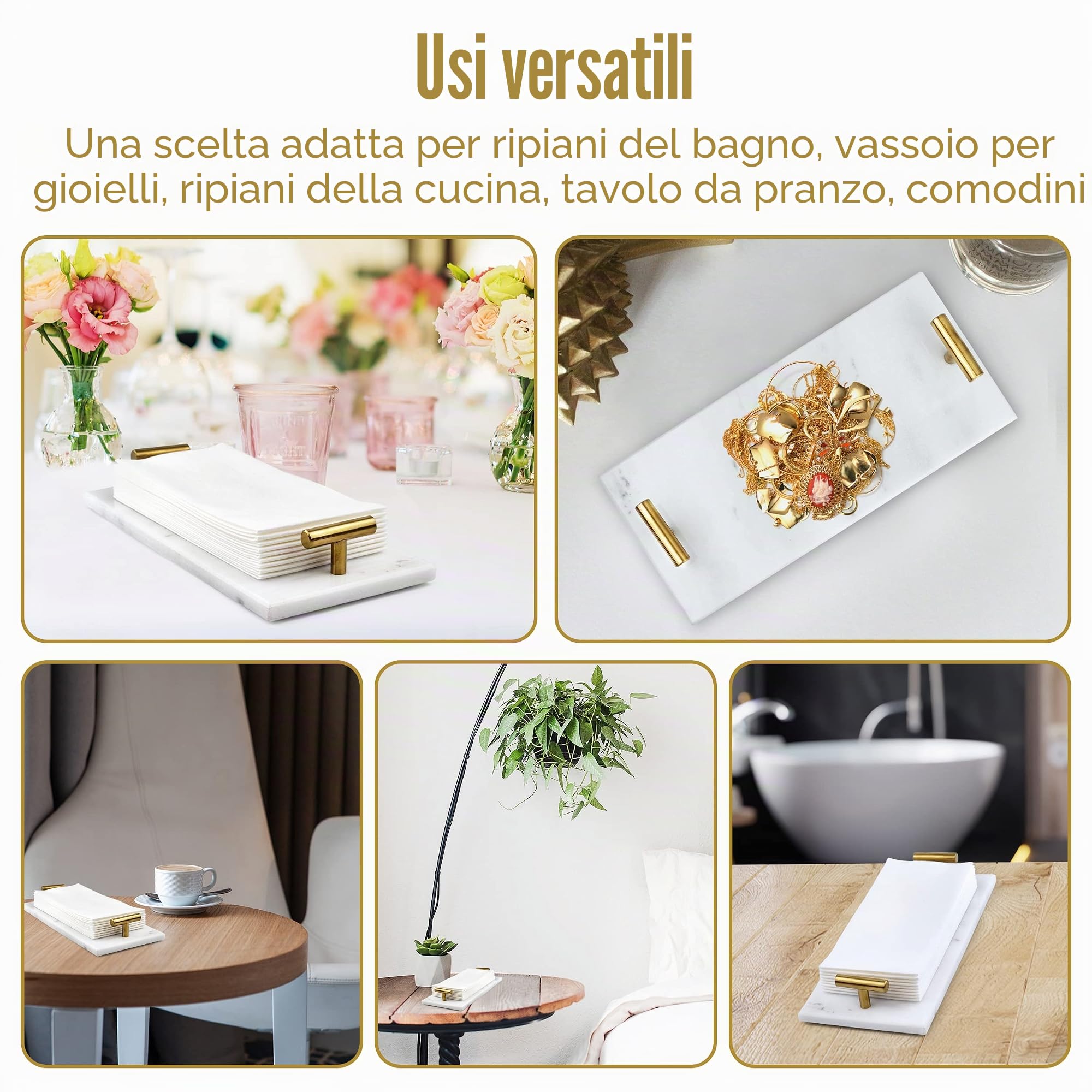 Vassoio Porta Asciugamani per Ospiti in Marmo Bianco - Portatovaglioli e Accessori per Bagno