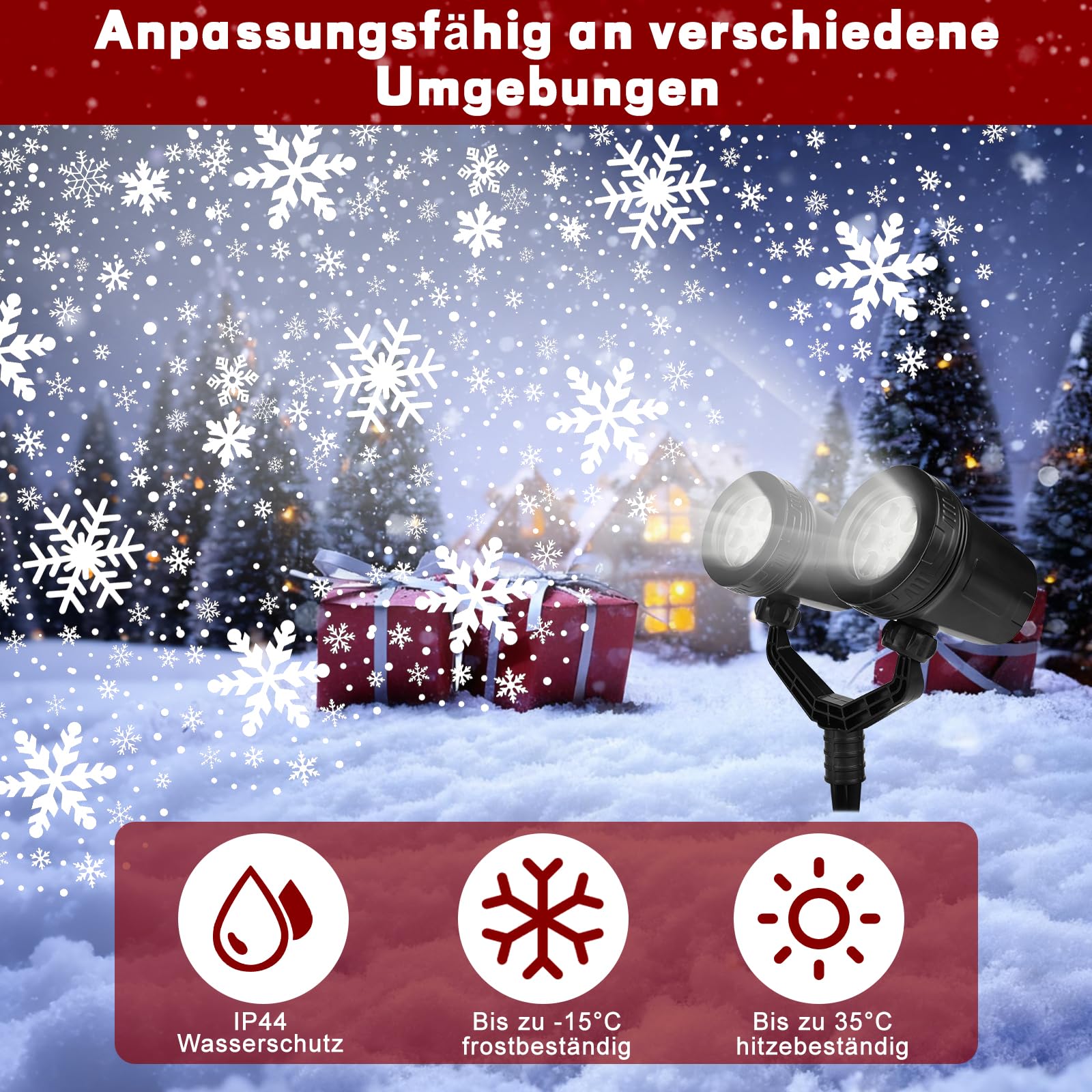 Projektor Weihnachten Aussen, GuKKK 2-in-1 LED Projektionslampe mit 10 Schaltbare Muster 10 Welleneffekt, Wasserdichte Christmas Lights mit Fernbedienung für Weihnachtsbeleuchtung Außen Innen (C)