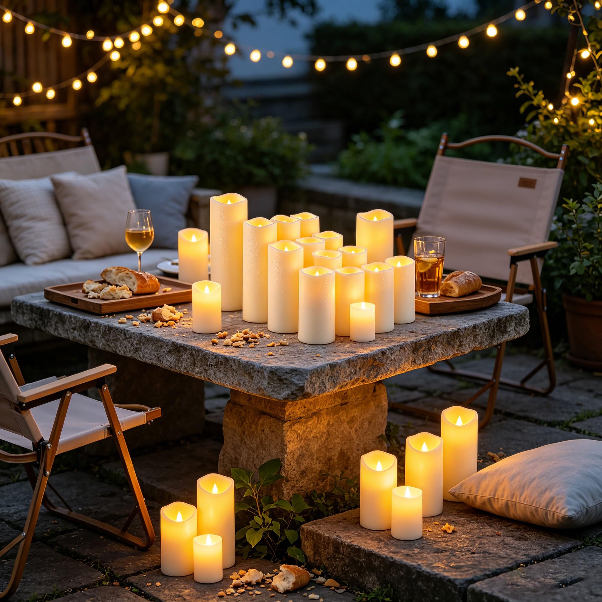 Velas LED Impermeables Marfil con Mando 12 Piezas 5.5cm 4 Tamaños Plástico Resistente Calor Lluvia