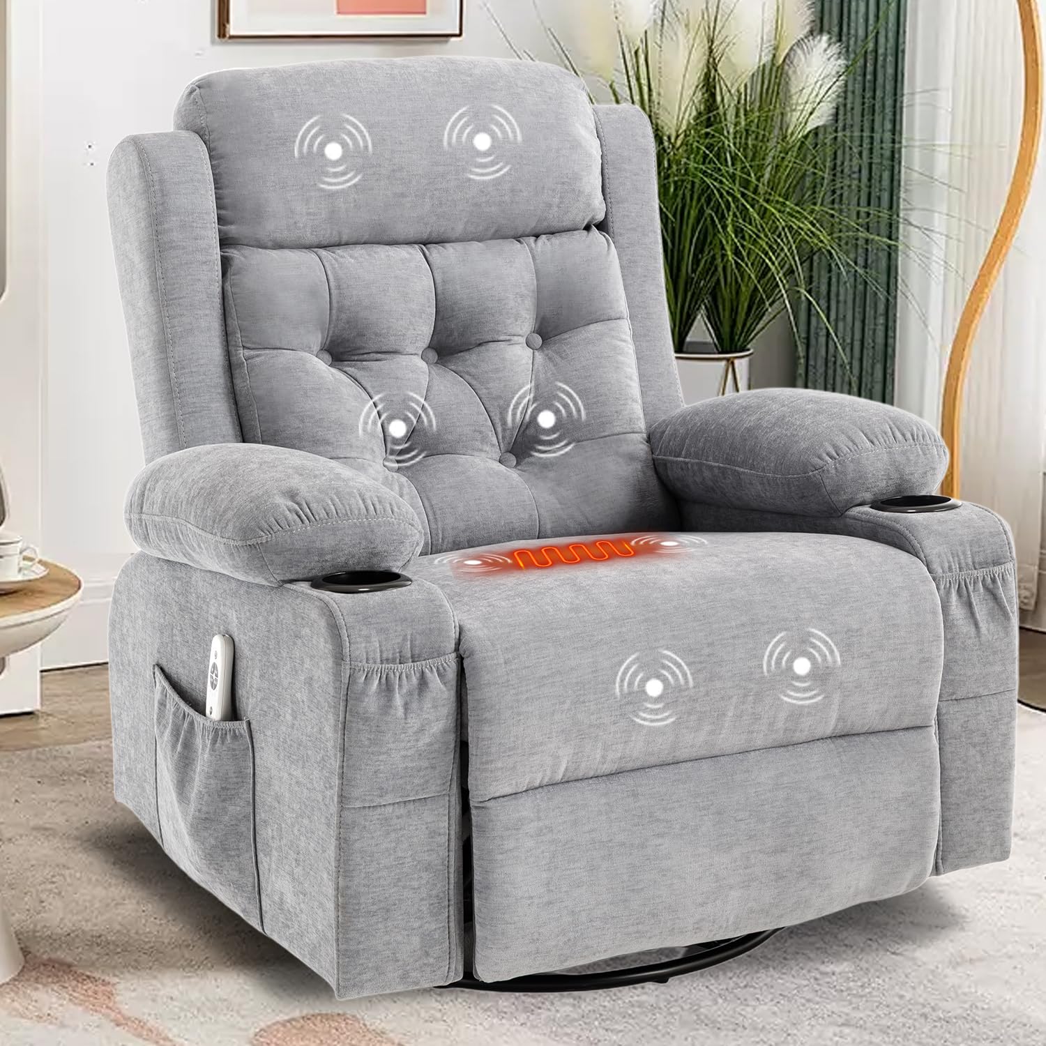 REFICCER Rocker Recliner with Massage and Heat
