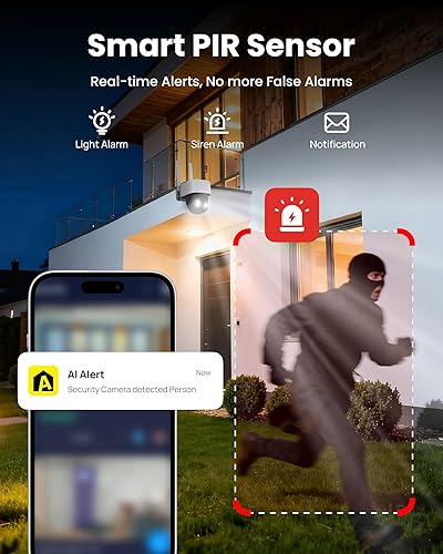 Miniatura 4 de Cámara de seguridad solar inalámbrica de 5 MP para exteriores, cámara PTZ WiFi 3K UHD con visión nocturna a color, seguimiento de movimiento,