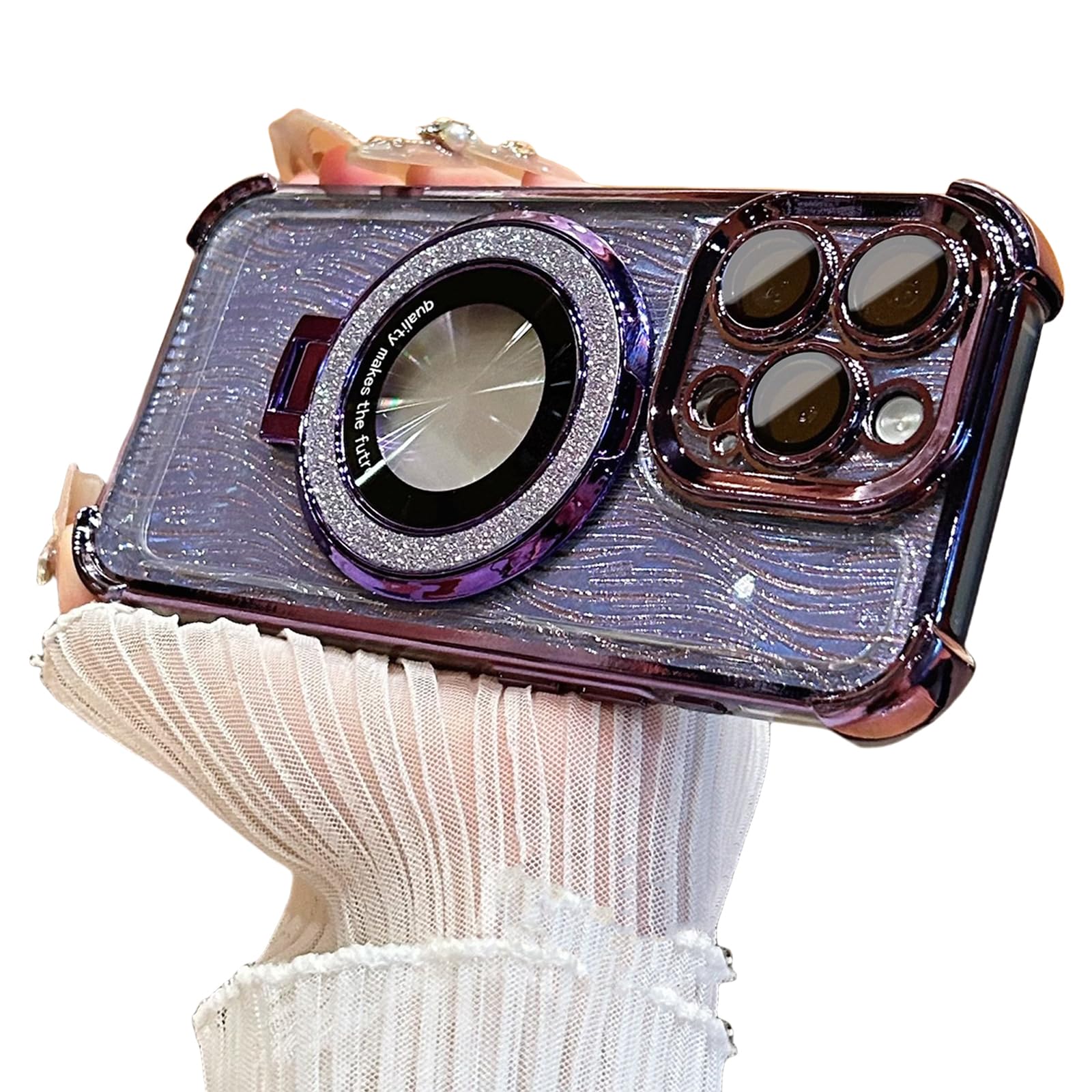 Grrtyu Airbag Anti-Fall for iPhone 16 Pro Case with Invisible Ring Stand, Magnetic Anti Drop for iPhone Case Compatible with Magsafe, Corner Phone