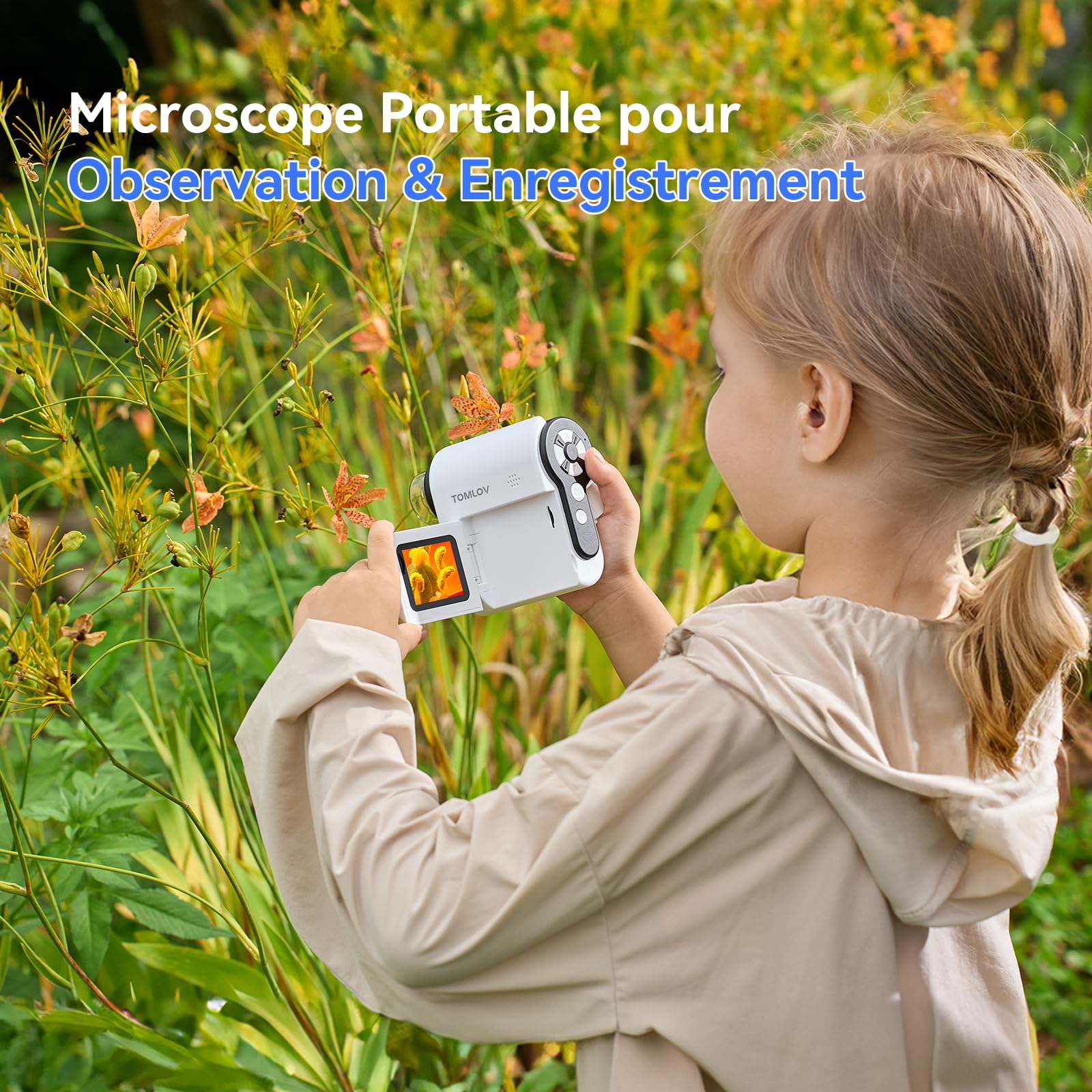 TOMLOV P20 Microscope Numérique Portable Enfants 1080P Écran LCD Pliable 2" 32 Go