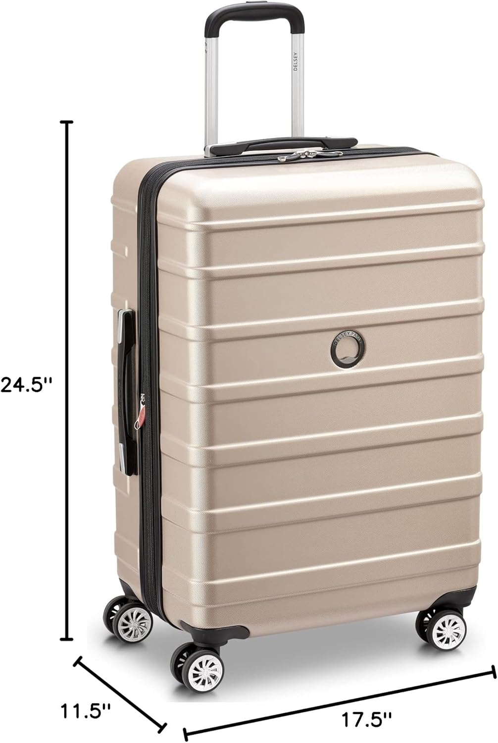 DELSEY PARIS Margot Hardside Luggage, Dual Wheel Spinners for Smooth Travel, Expandable with Spacious & Organizable compartments, Men and Women, Gold, Medium Check-In 24-Inch - Image 8