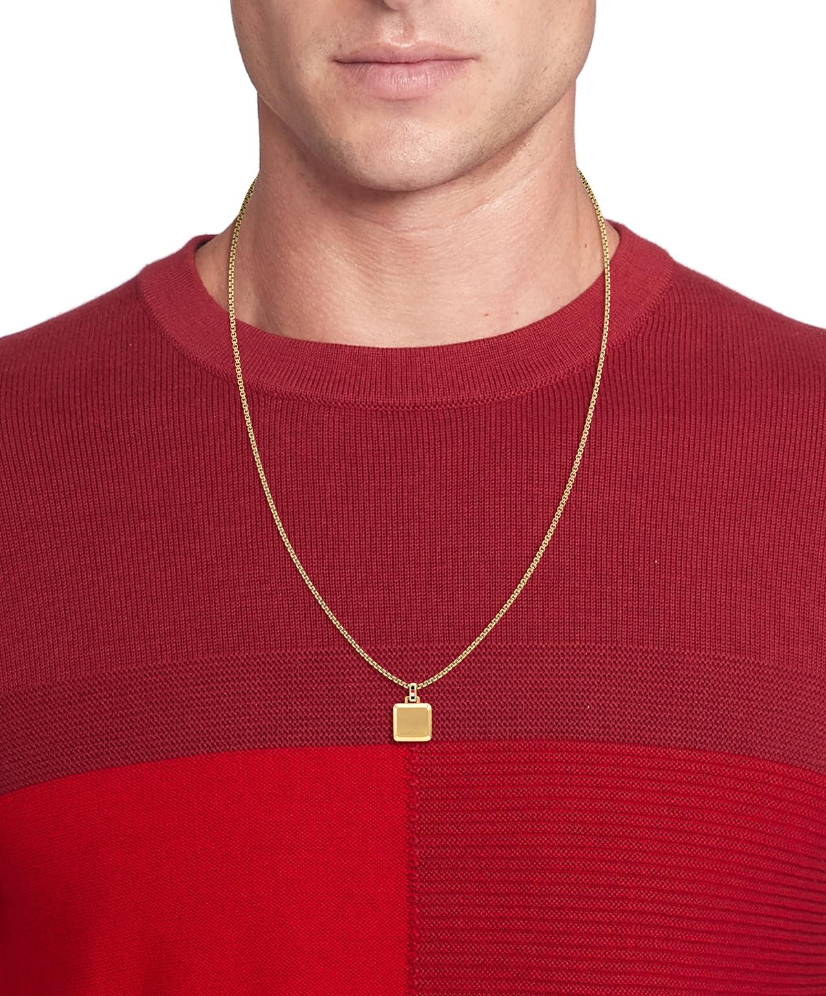 Tommy Hilfiger Jewelry męski naszyjnik w kolorze srebrnym lub żółtym złocie z kwadratowym wisiorkiem