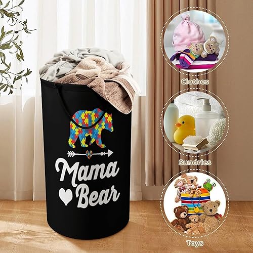 Miniatura 3 de Mama Bear Autism Awareness Collapsible Laundry Basket Large Tall Dirty Clothes Hamper Storage Bag Blanket Organizer