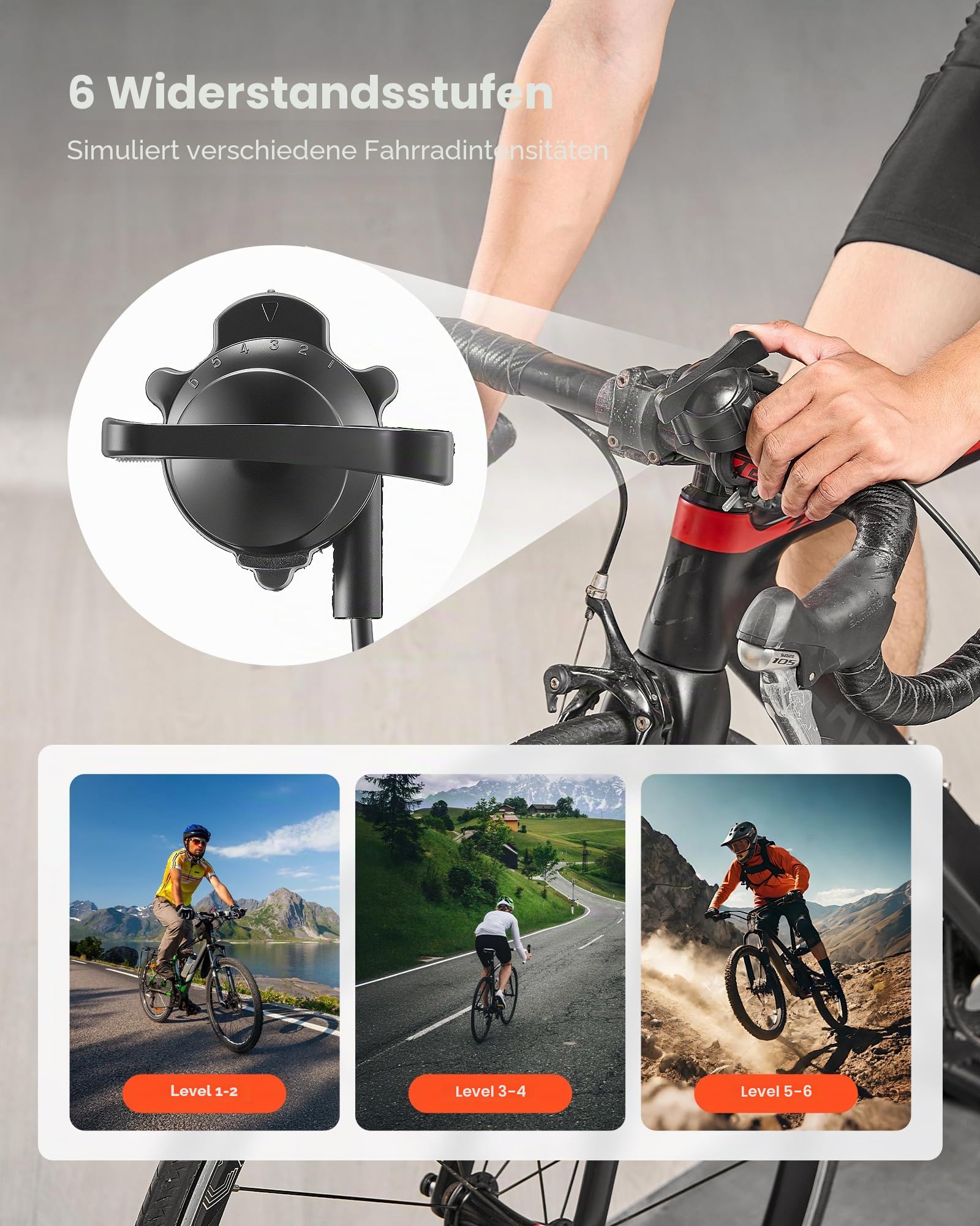 VEVOR Fahrrad Rollentrainer Fahrradtrainer für 660,4-736,6 mm / 700C-Räder, 6-stufiger Widerstand, Faltbarer magnetischer Radtrainer Heimtrainer mit Schnellspanner & Vorderradunterlage Schwarz