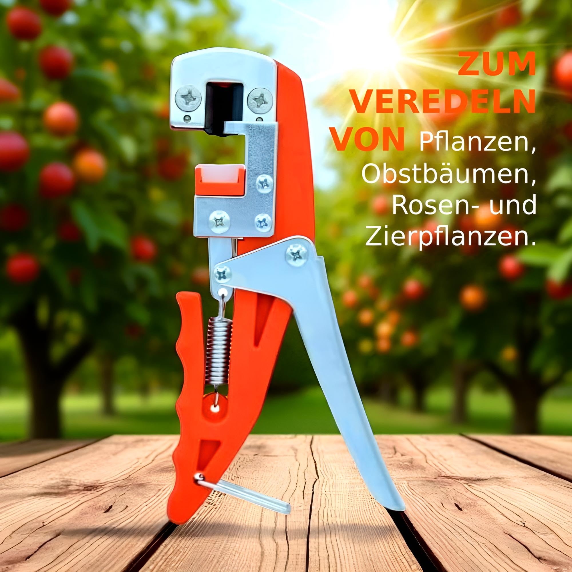 Premium Veredlungsschere mit 5 Messer, Omega V W Okulation, Veredlungsmesser Veredlungszange Gartenschere Rosenschere, 30 Jahre Qualität, Okulier-Schere Messer, Obstbäume Rosen Pflanzen