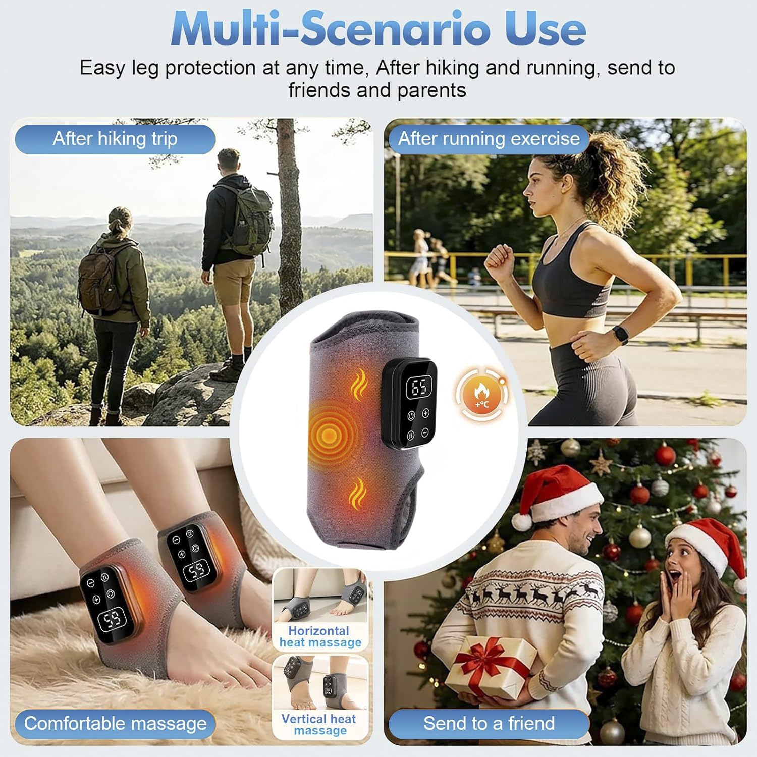 Fussmassagegerät, 3-in-1 Triple Therapy Foot Massager mit 2000mAh Akku, kabelloses elektrisches Fußmassagegerät für Schmerzlinderung & Durchblutung (2 Stück)