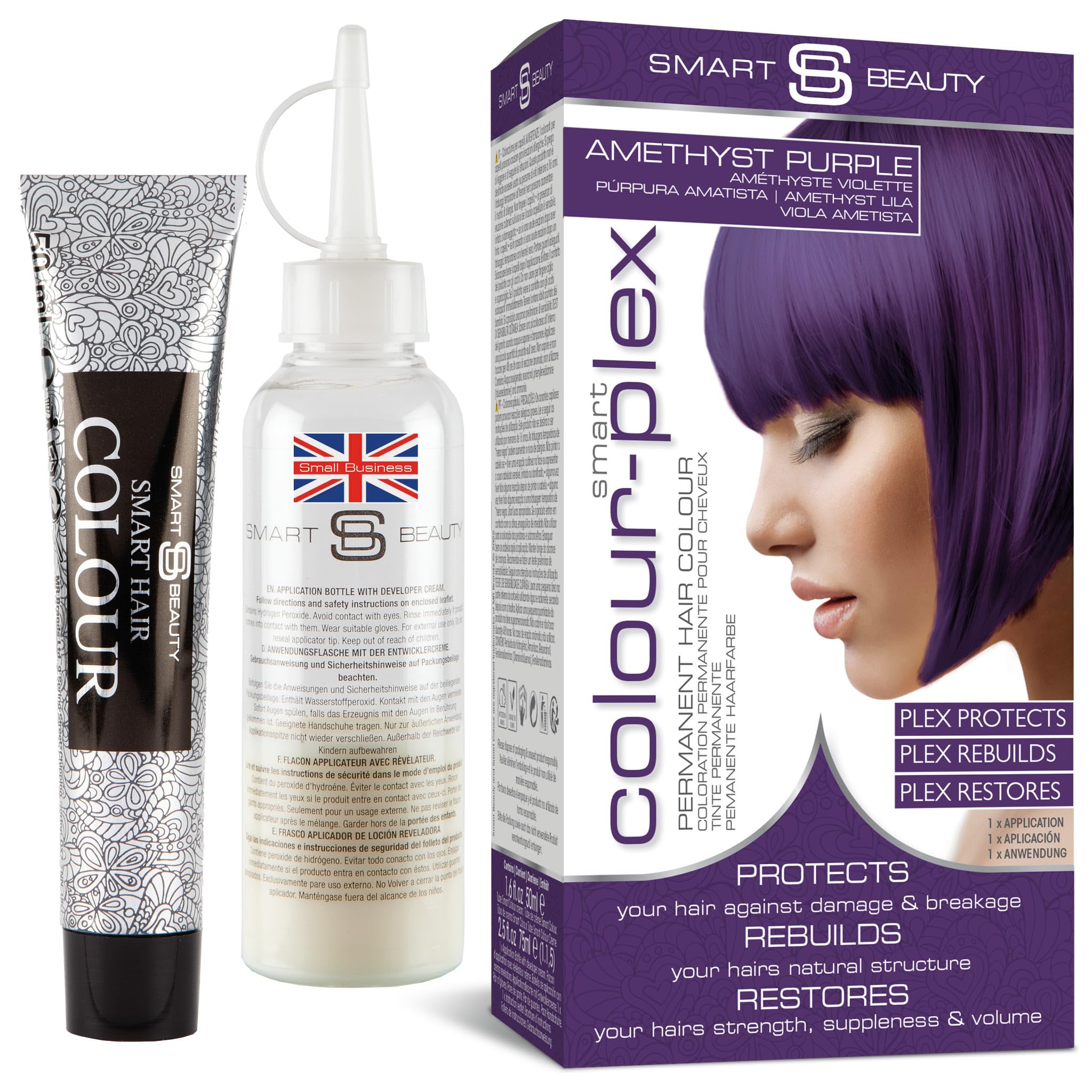 Smart Beauty Amethyst Purple Hair Dye Permanent with Anti-Breakage Plex Hair Care, Vegan Hair Dye & Cruelty-Free, 100% Grey Coverage, purple Hair Colour, For All Hair Types.