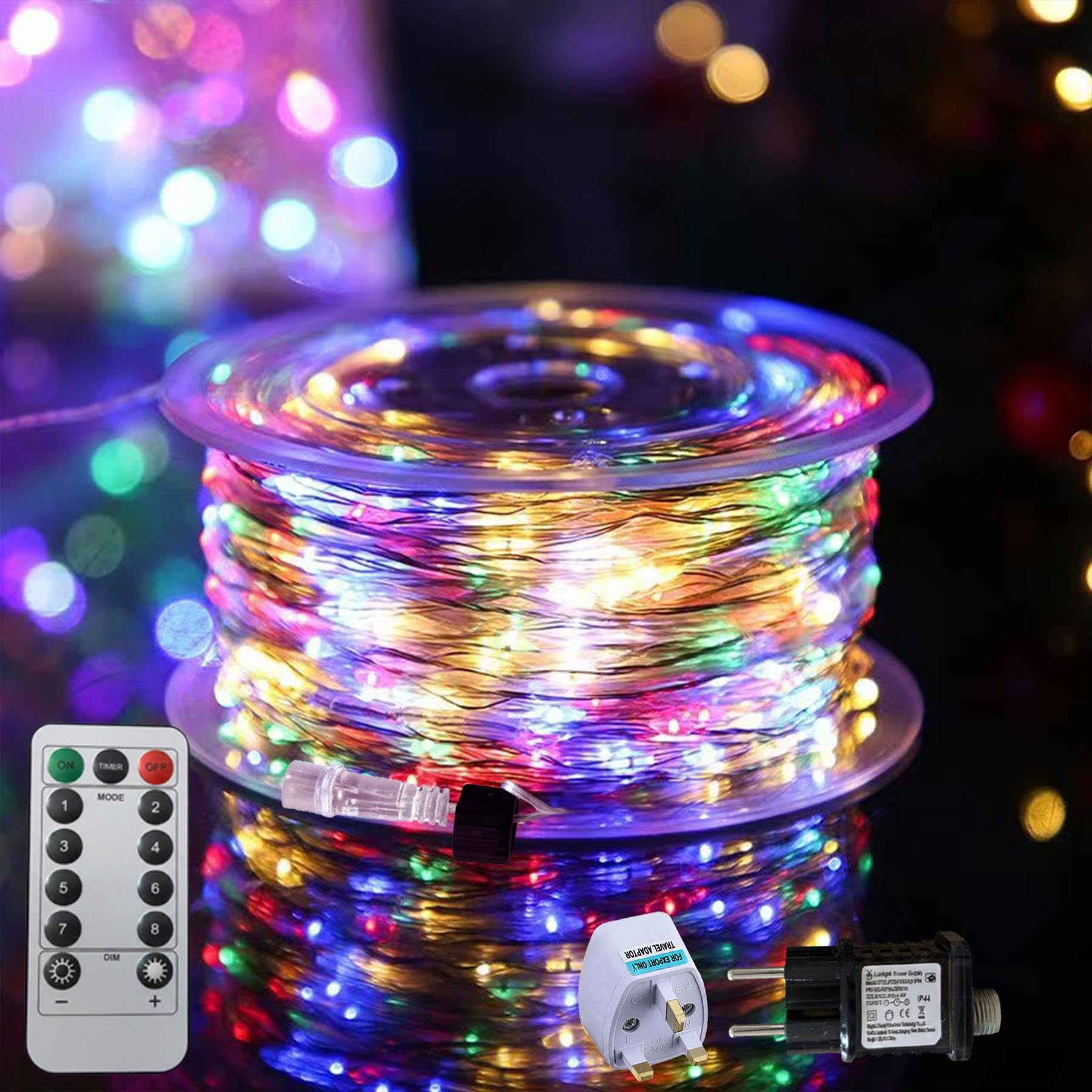 A2Z Cool White LED String Lights with Remote 20m/60m Indoor Outdoor - String Light Multi Color 60 Metre