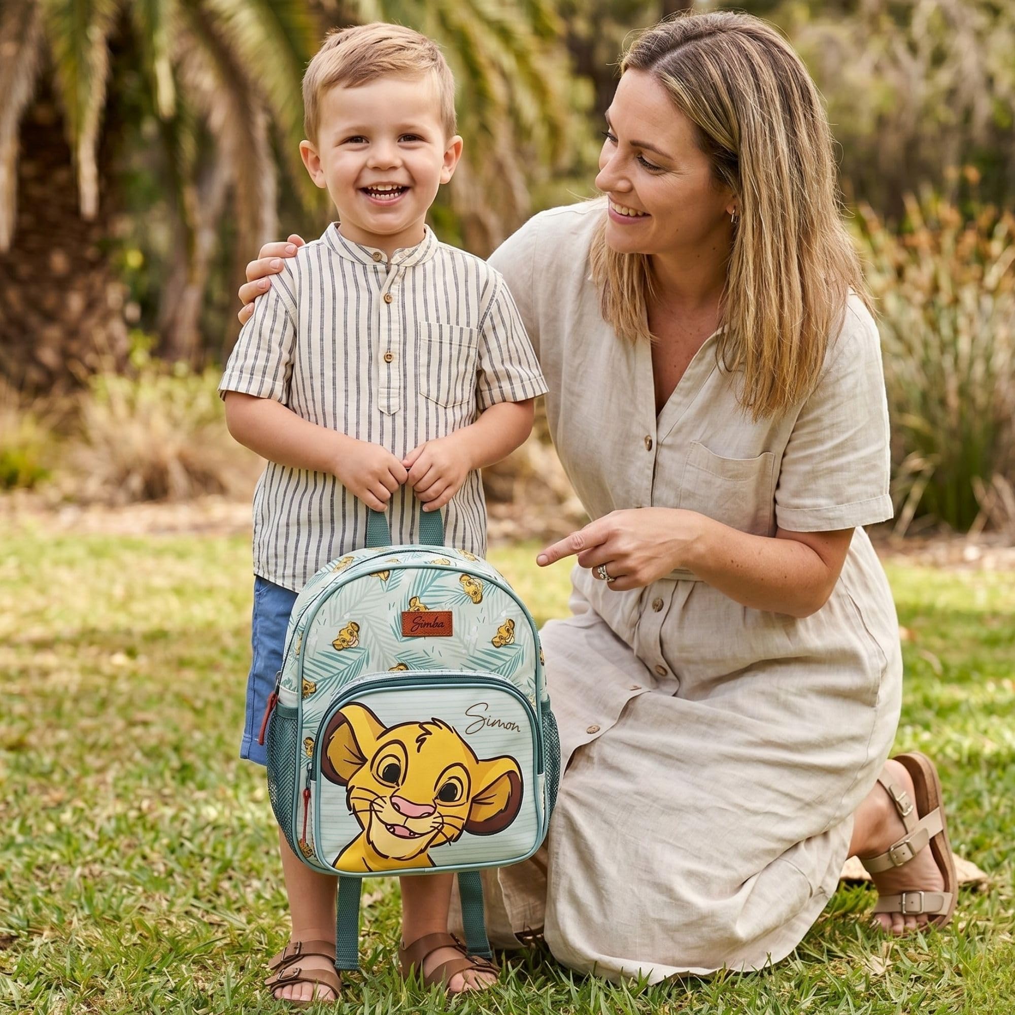 Sac à dos Disney Le Roi Lion Simba, petit sac à dos de maternelle pour enfants, avec 2 compartiments, personnalisable