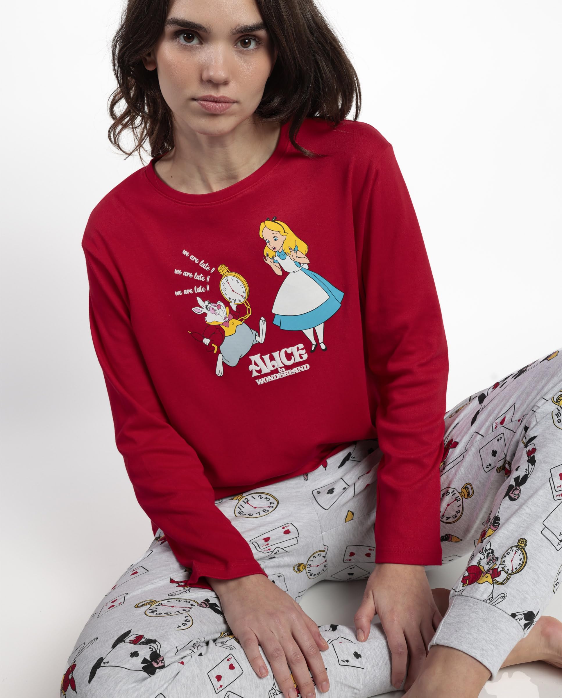 Disney Pijama Manga Larga Red Alice in Wonderland para Mujer