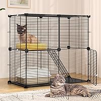 Vista 1 de YITAHOME Jaula para Gatos de Interior de 2 Niveles, Jaula para Gatitos, Corral Versátil DIY para Gatos, Animales Pequeños, para el Hogar, Viajes