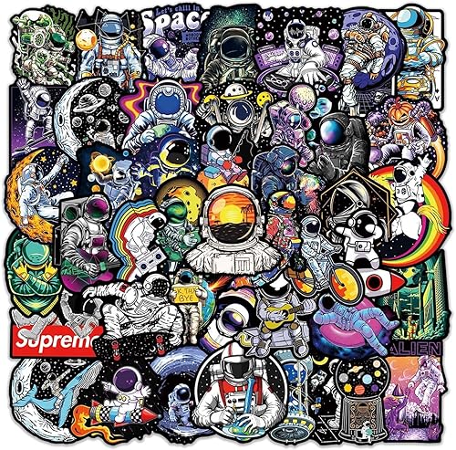 Miniatura 7 de Calcomanías de graffiti de astronauta negra, ideales para motocicletas, automóviles, bicicletas, cascos, equipaje y más 50 unidades.