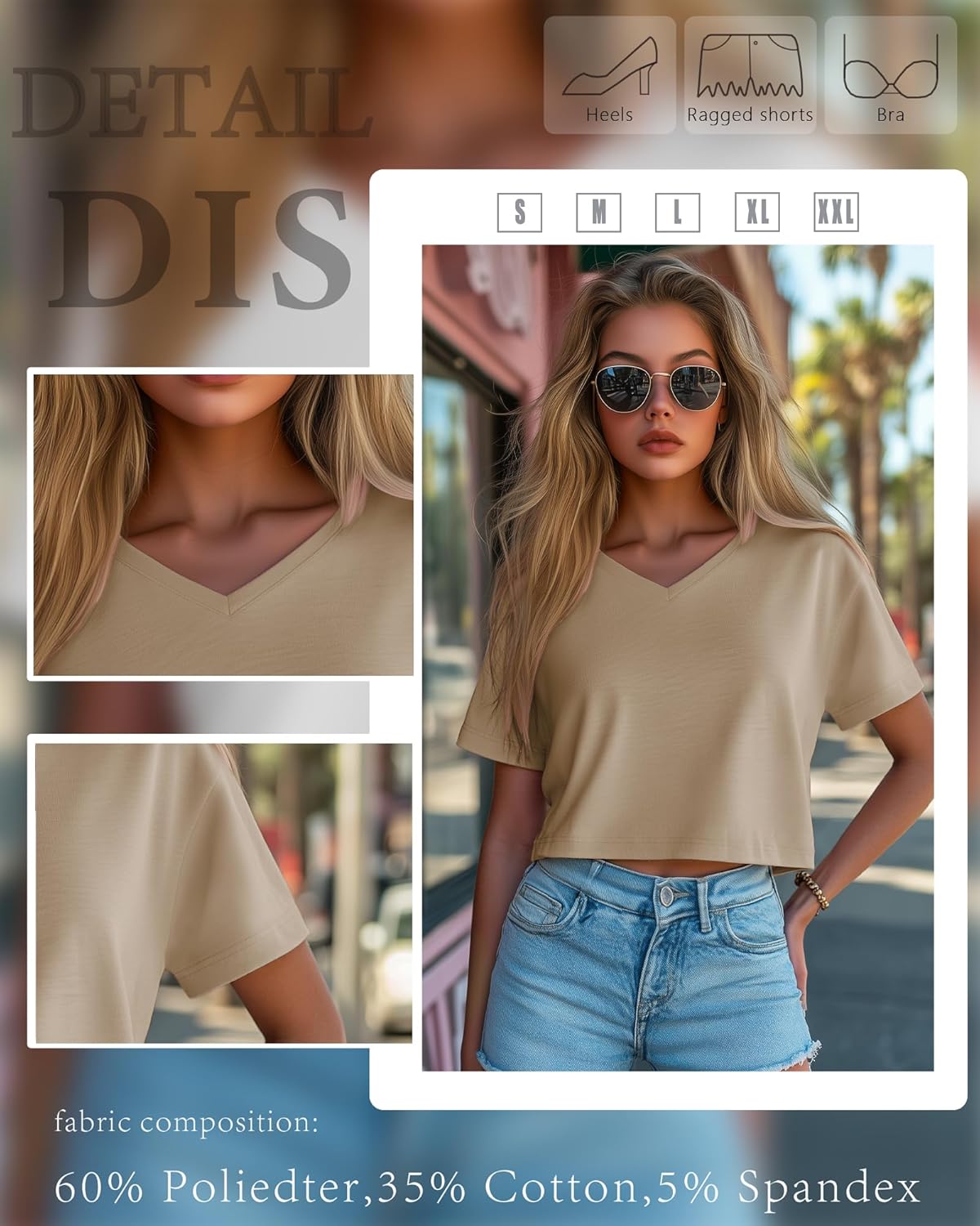 Ficerd 3 Pack Women's V Neck Crop Tops Half Sleeve Drop Shoulder Basics Cropped Top Boxy Tees for Girls - Image 6
