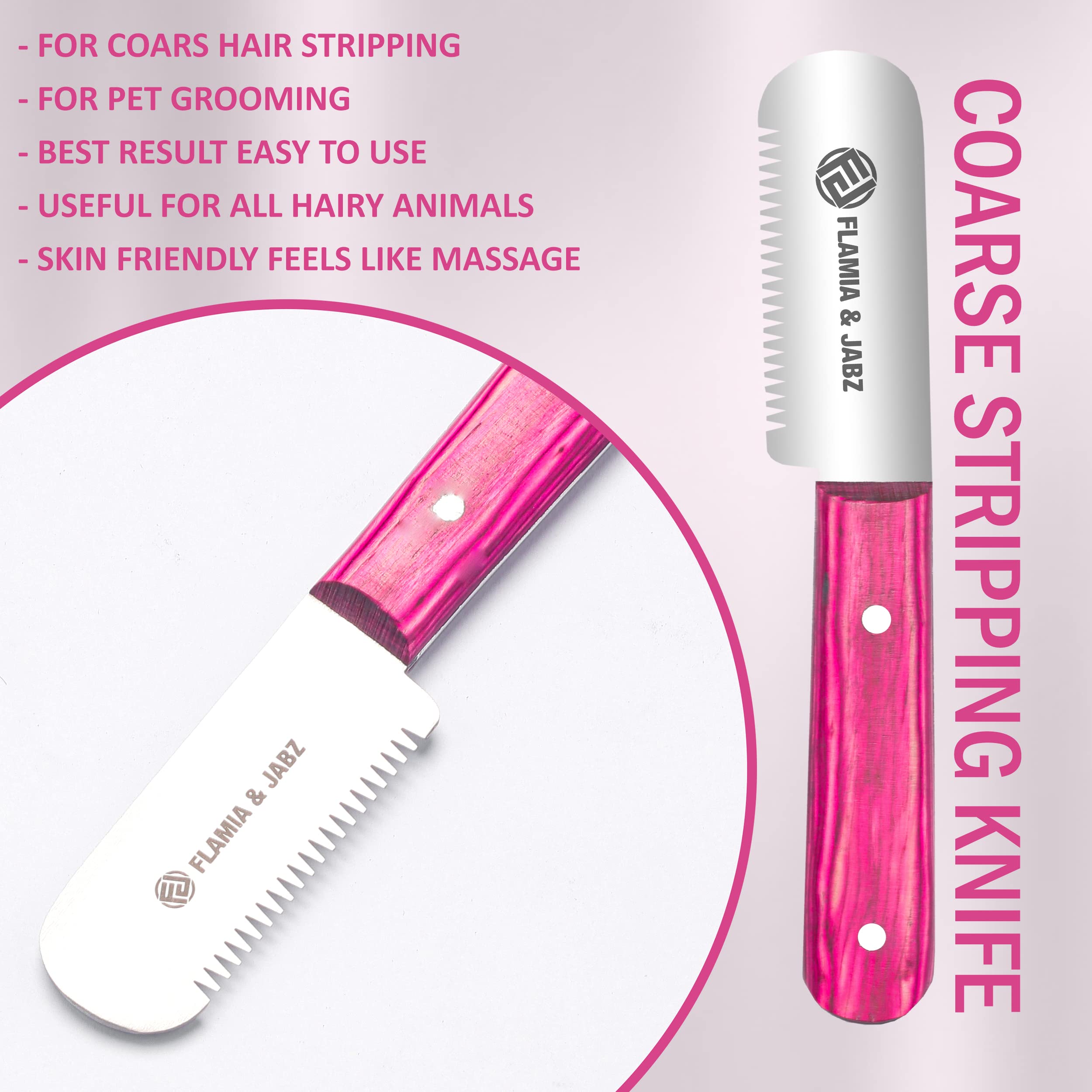 FJ Professional - Coltello spelafili per destrorsi, lama da 7,6 cm (acciaio inox) (grossolano, rosa)