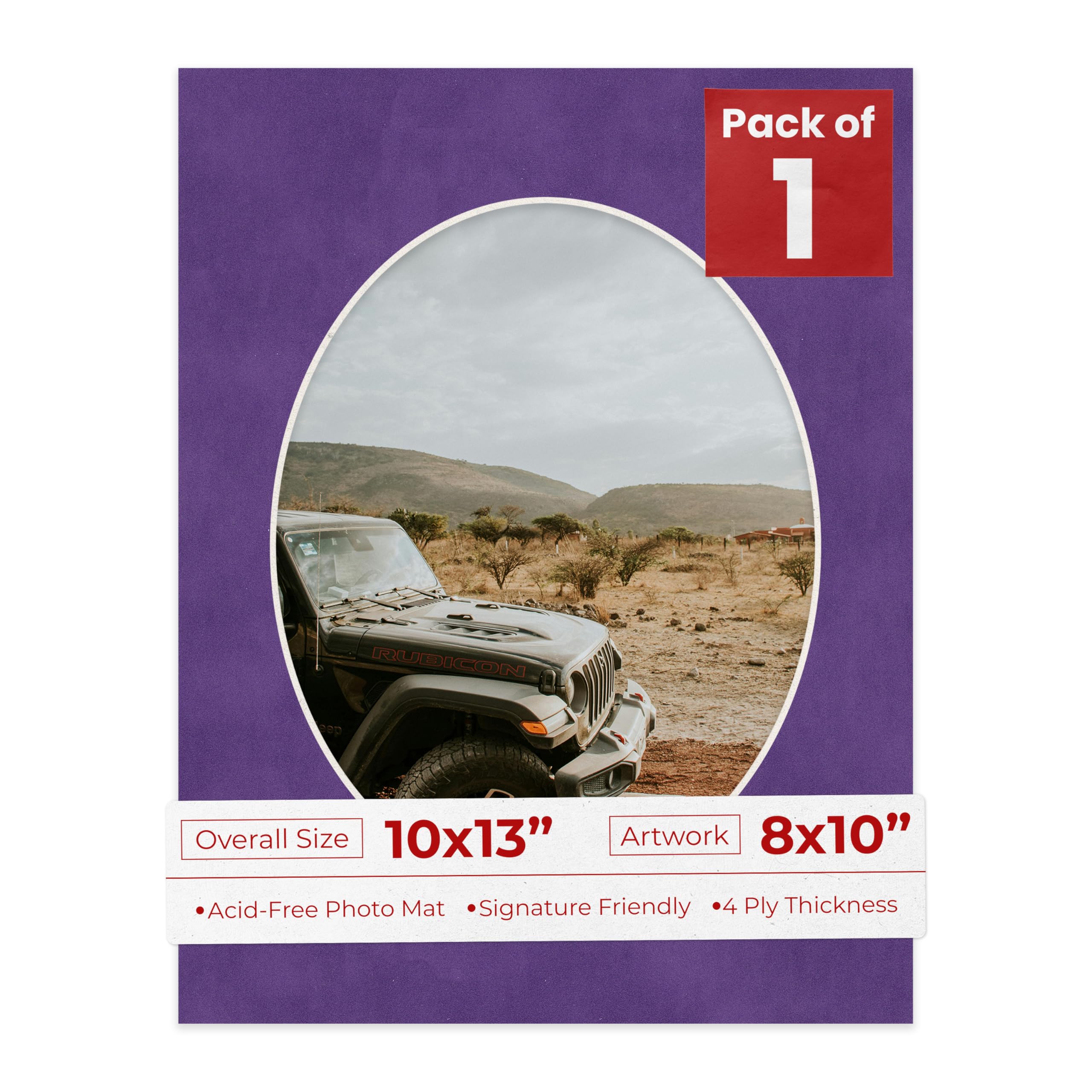 10x13 Mat Bevel Cut for 8x10 Photos - Precut Purple Crocus Suede Oval Shaped Photo Mat Board Opening - Acid Free Matte to Protect Your Pictures - Bevel Cut for Family Photos, Pack of 1 Matboard Show-image-26