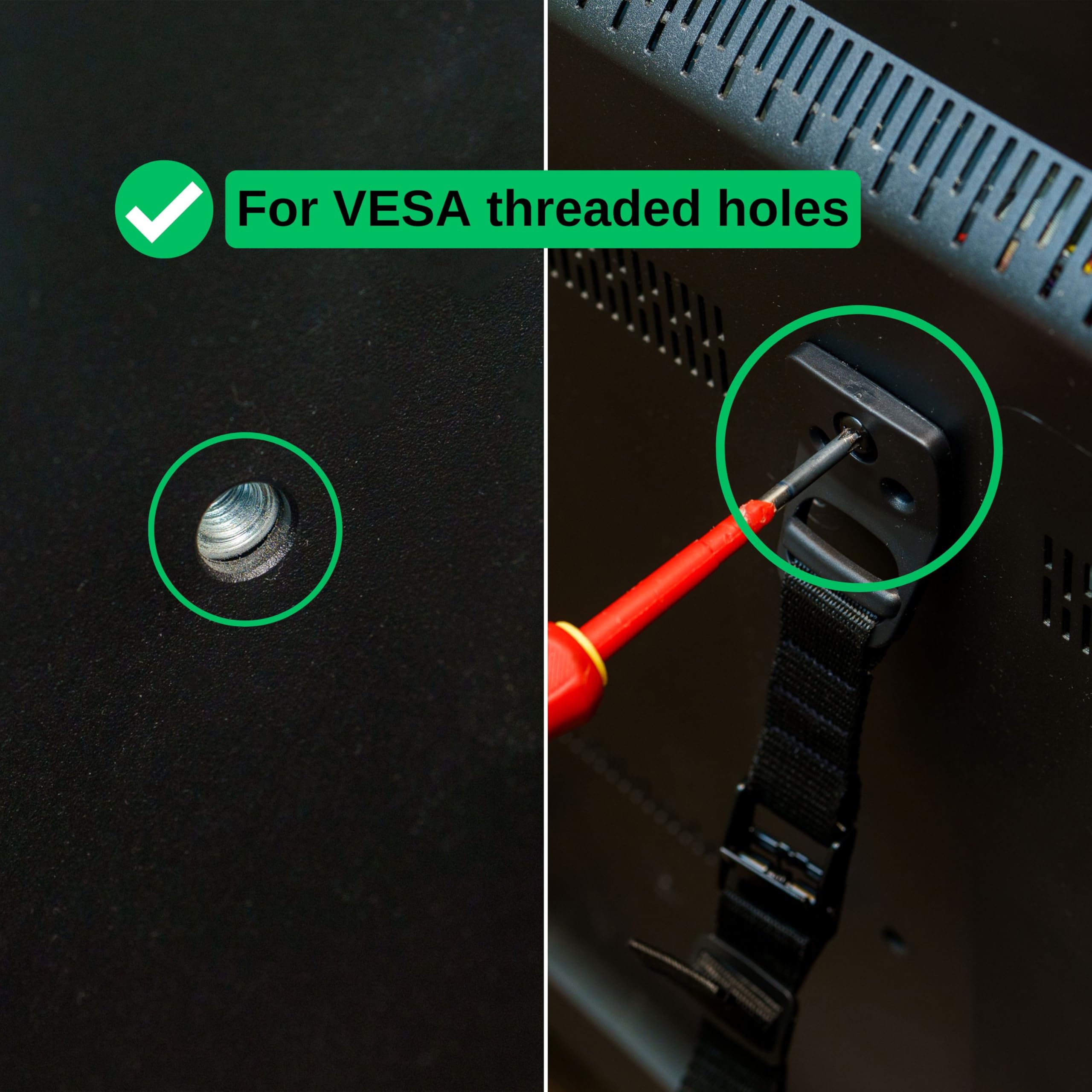 Sécurité anti-basculement TV à visser, Noir, pour téléviseurs à tube cathodique et écran plat, vis incluses