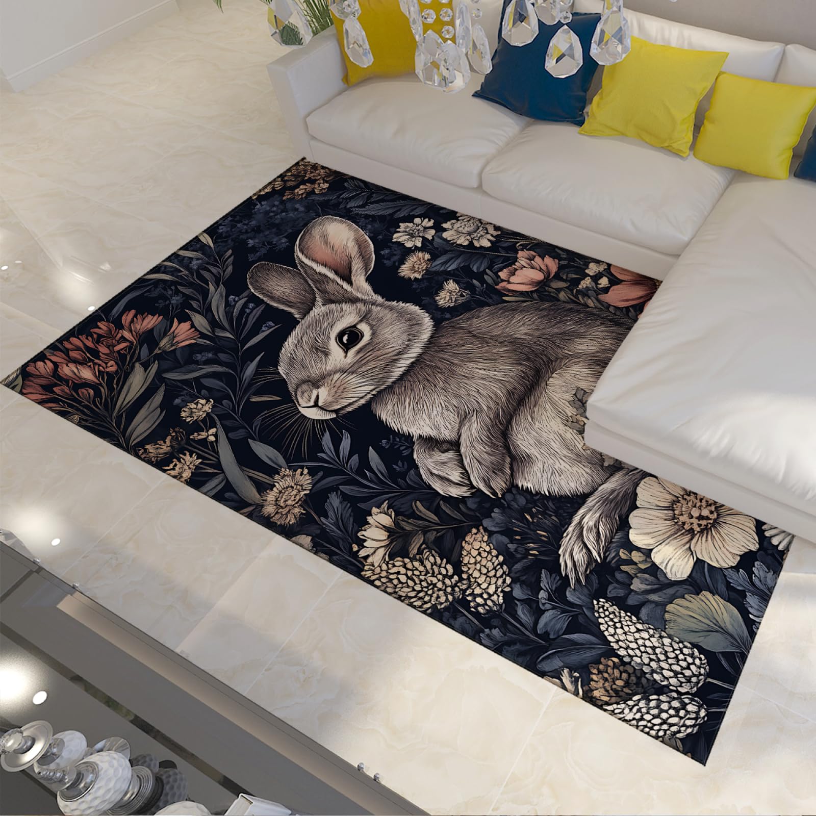 Dywaniki ze zwierzętami leśnymi do salonu las królik nadruk miękki dywan do sypialni duży zmywalny odporny na plamy wycieraczka wejściowa 140 x 200 cm