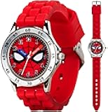 Spiderman Time Teacher Watch for Kids - Red Silicone Strap, Easy-to-Read Dial, Water Resistant, with Special Tin