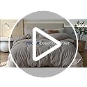 JIYUAN 100% Washed Cotton Duvet Cover Set 3 Pieces Cal King, 1 Duvet Cover 104x98 Inches(Comforter Not Included) and 2 Pillowcases,Linen Feel Bedding Set Comfy and Breathable, Heathered Cream Grey
