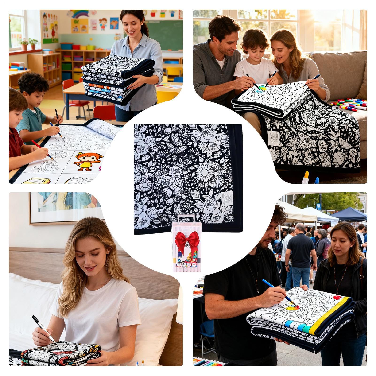 DIY Maldecke - DIY Maldecke mit 12 Stiften | waschbare Textilmalstifte für Kinder und Erwachsene kreatives Kunstprojekt für Geburtstag, Zuhause, Schlafzimmer, Aktivität Fa