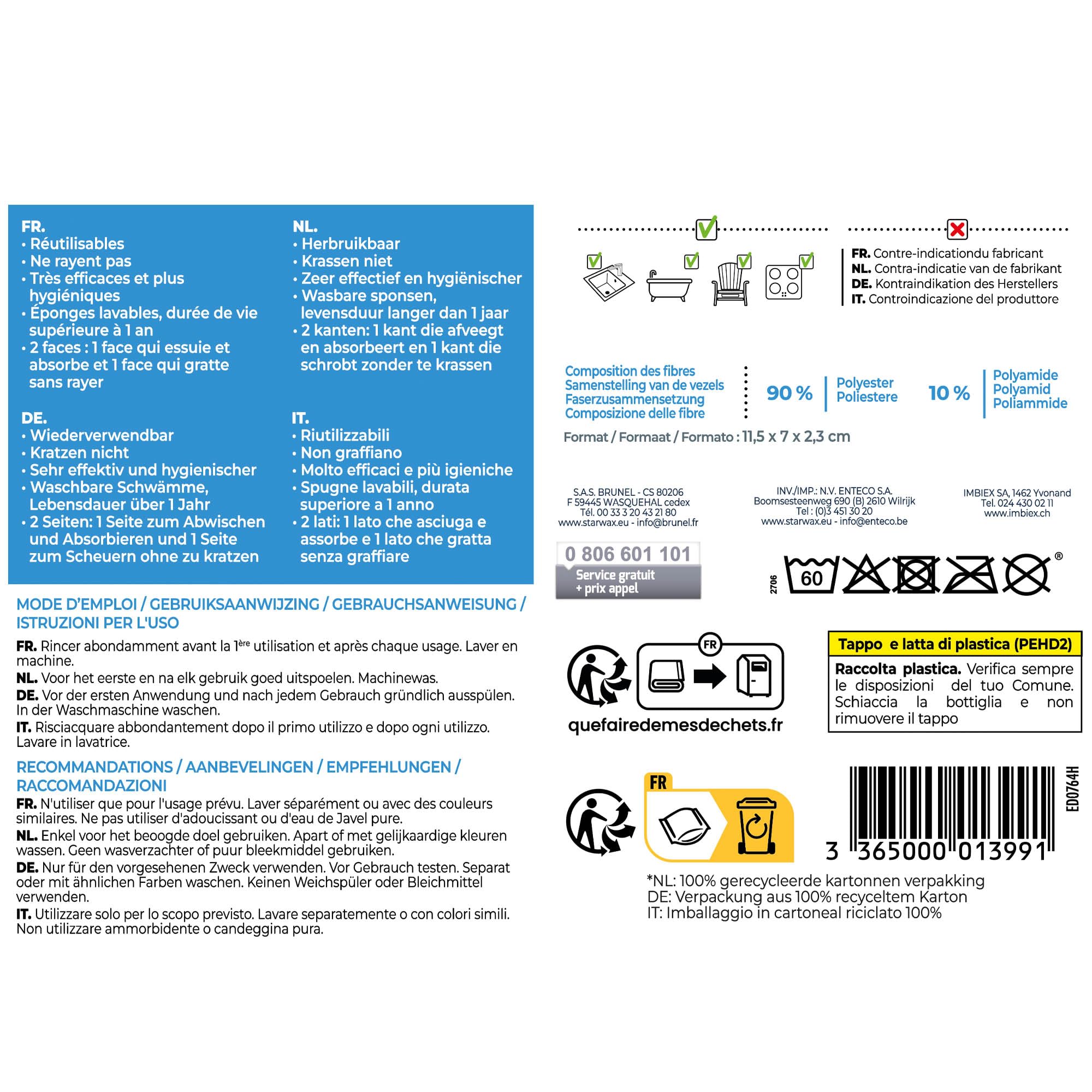 STARWAX éponges microfibres x2 absorbantes résistantes essuyantes nettoyer sans rayer polyester polyamide